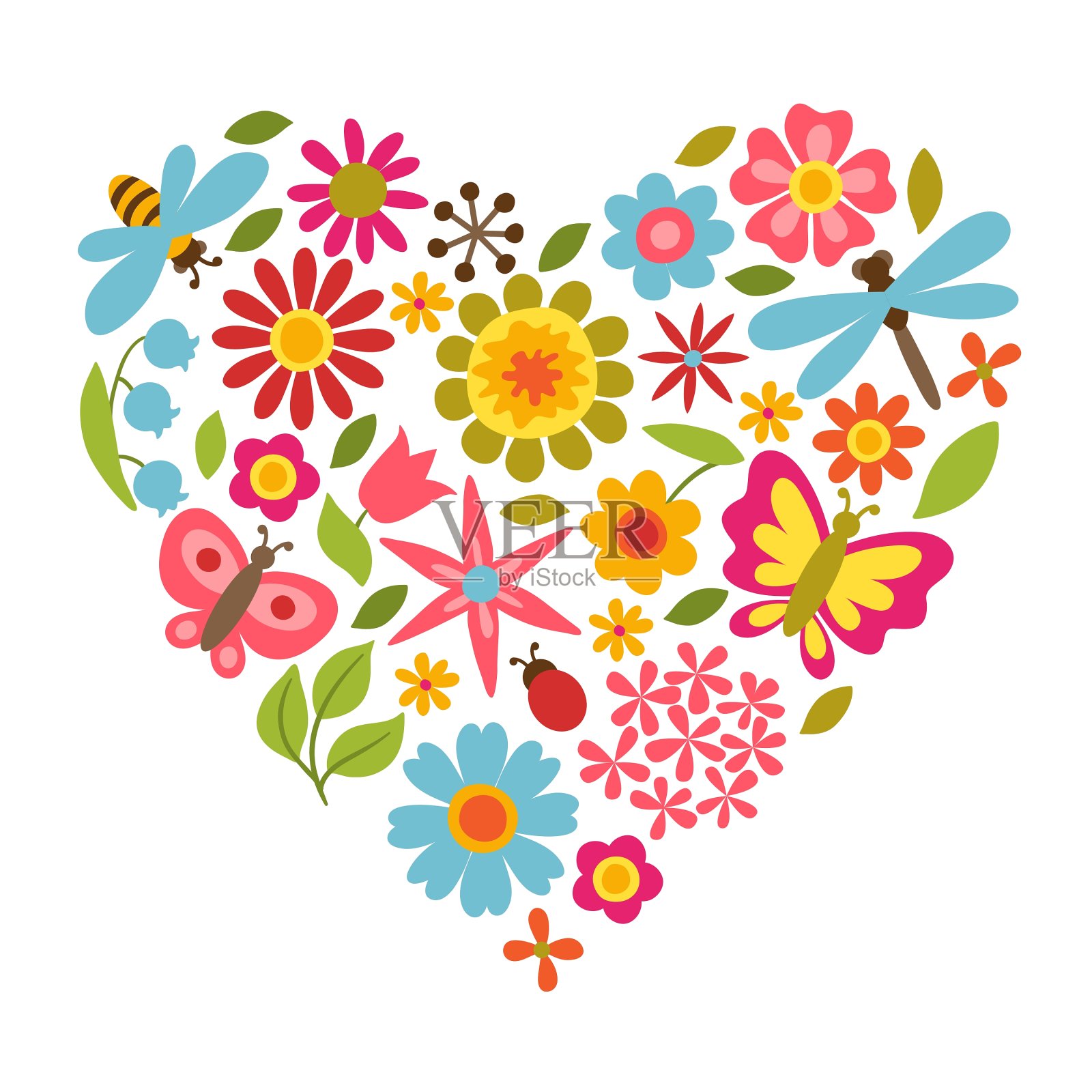 天然卡与美丽的花甲虫和设计元素图片