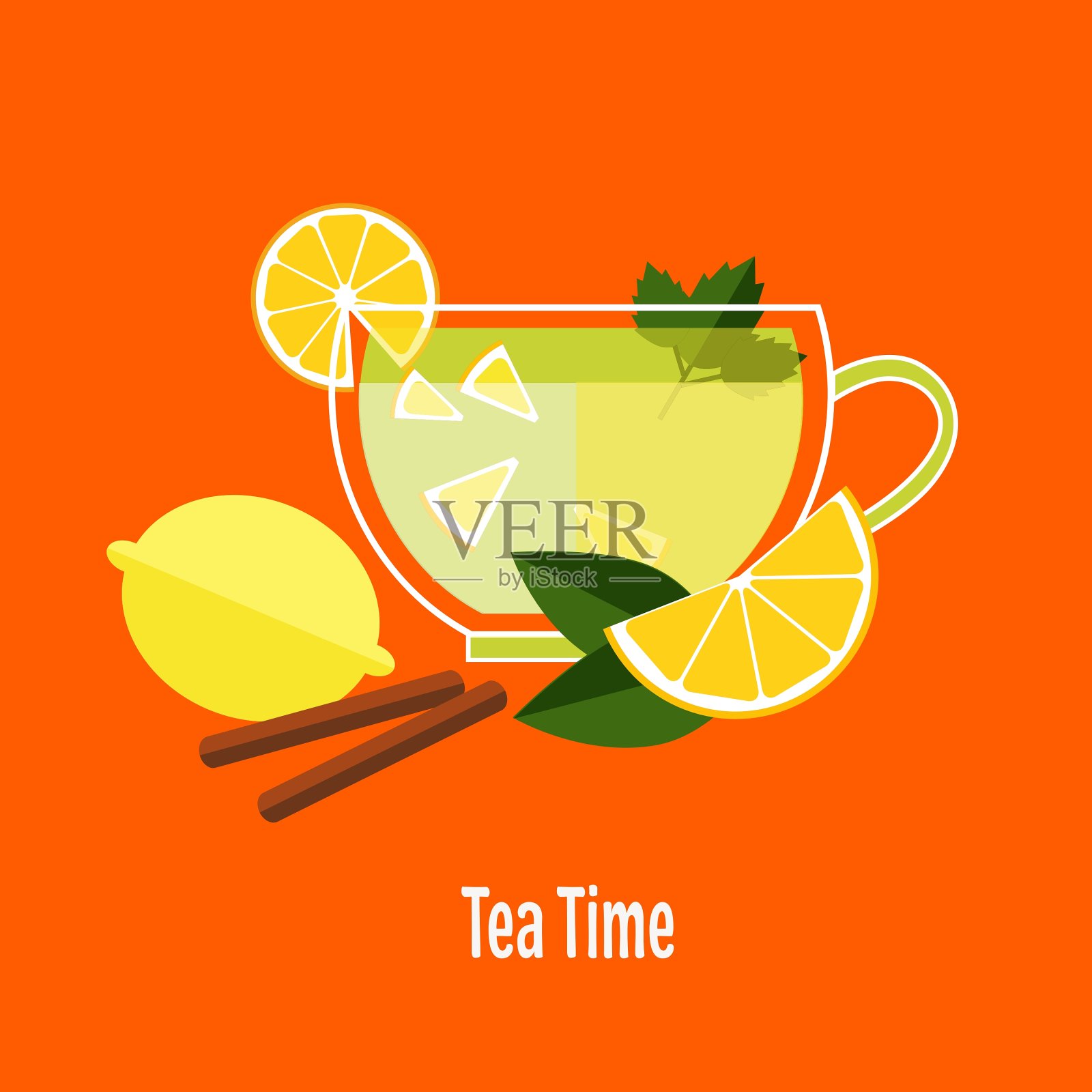 一杯柠檬茶插画图片素材