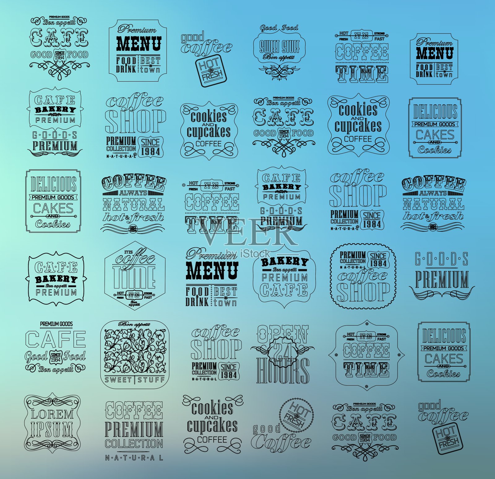 一套复古咖啡插画图片素材