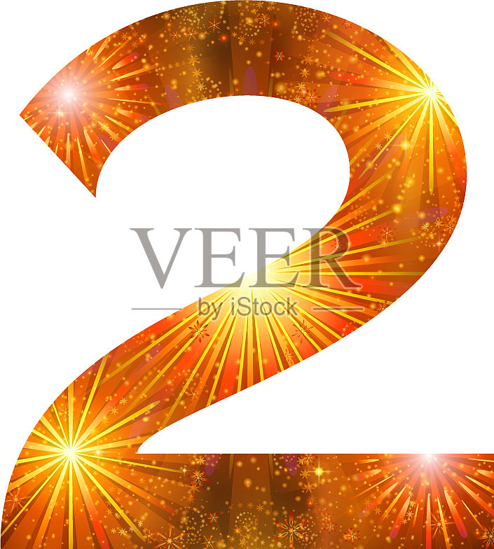 橙色烟花数两个插画图片素材