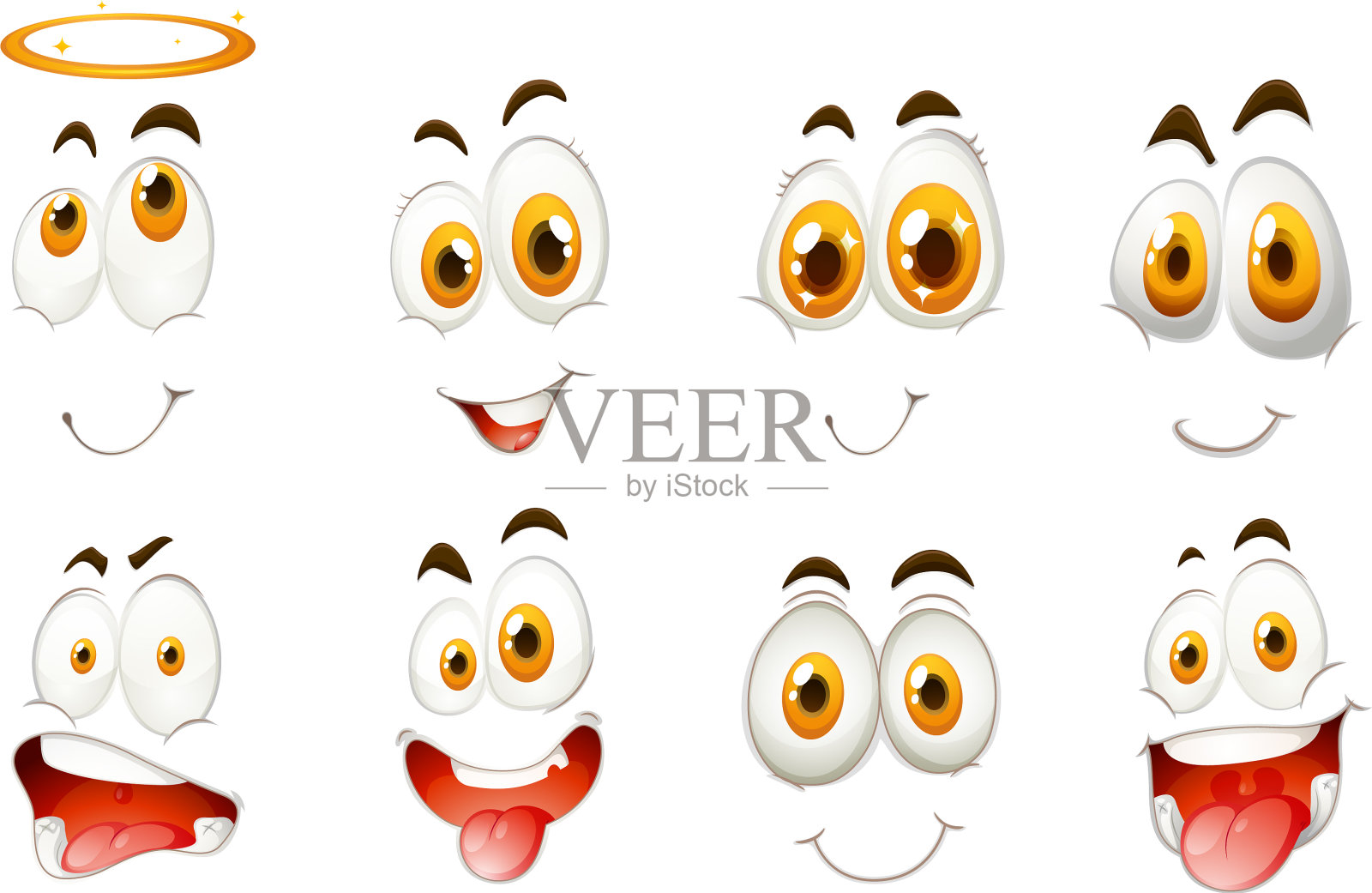 不同的面部表情图标素材