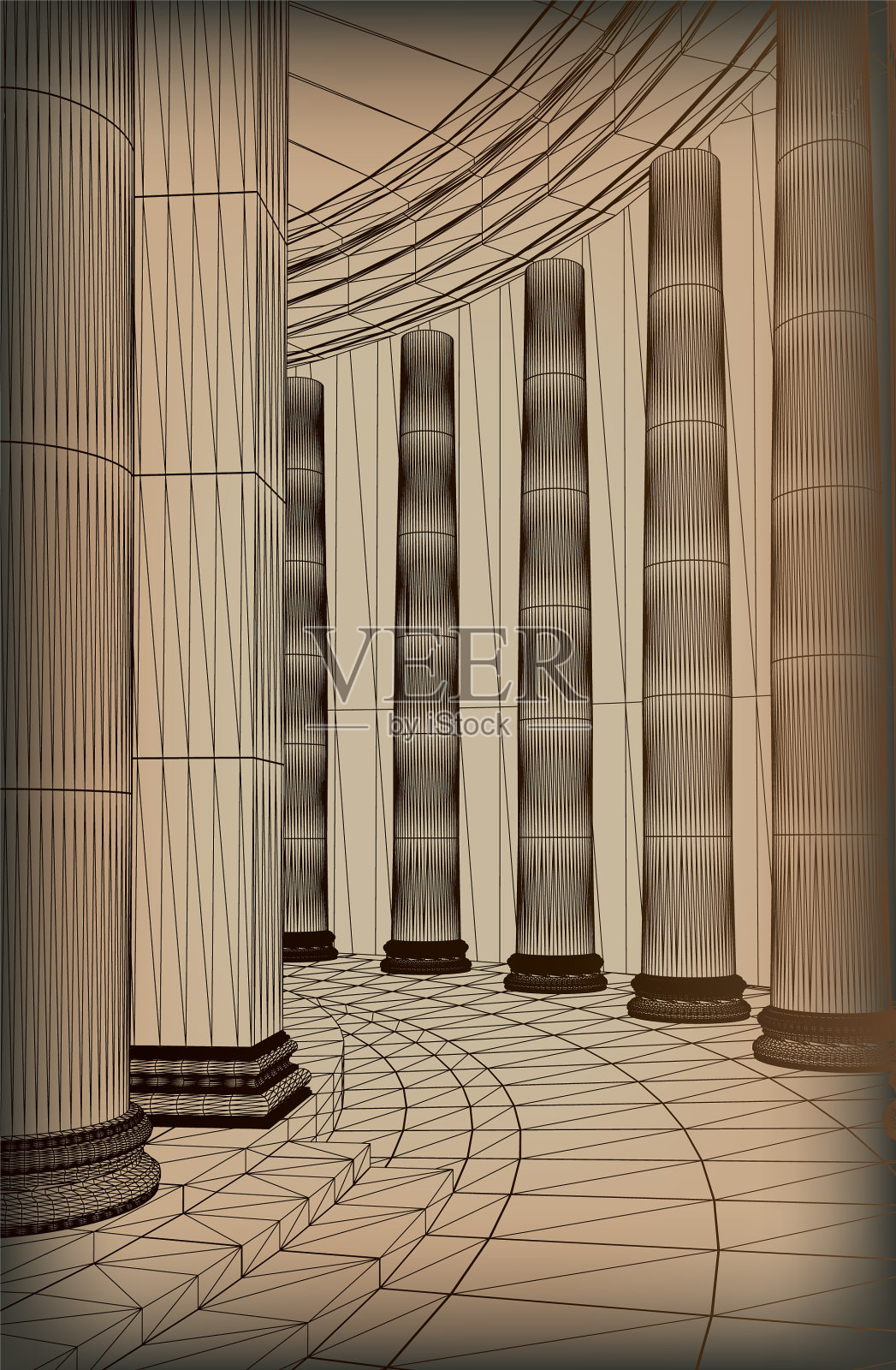 柱阵列与希腊多利克风格的基础插画图片素材