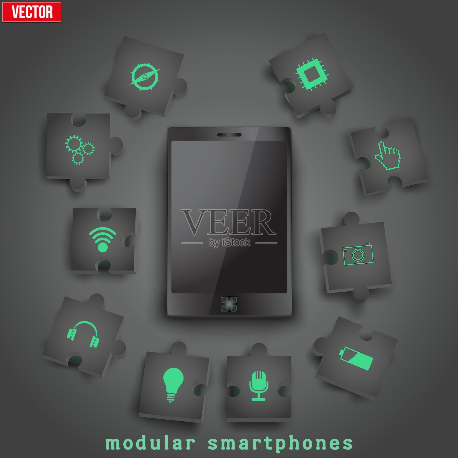 模块化智能手机背景的概念插画图片素材