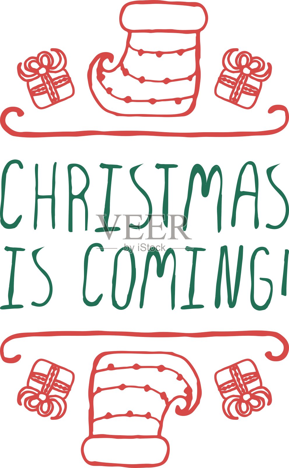 白色背景上的文字圣诞标签插画图片素材