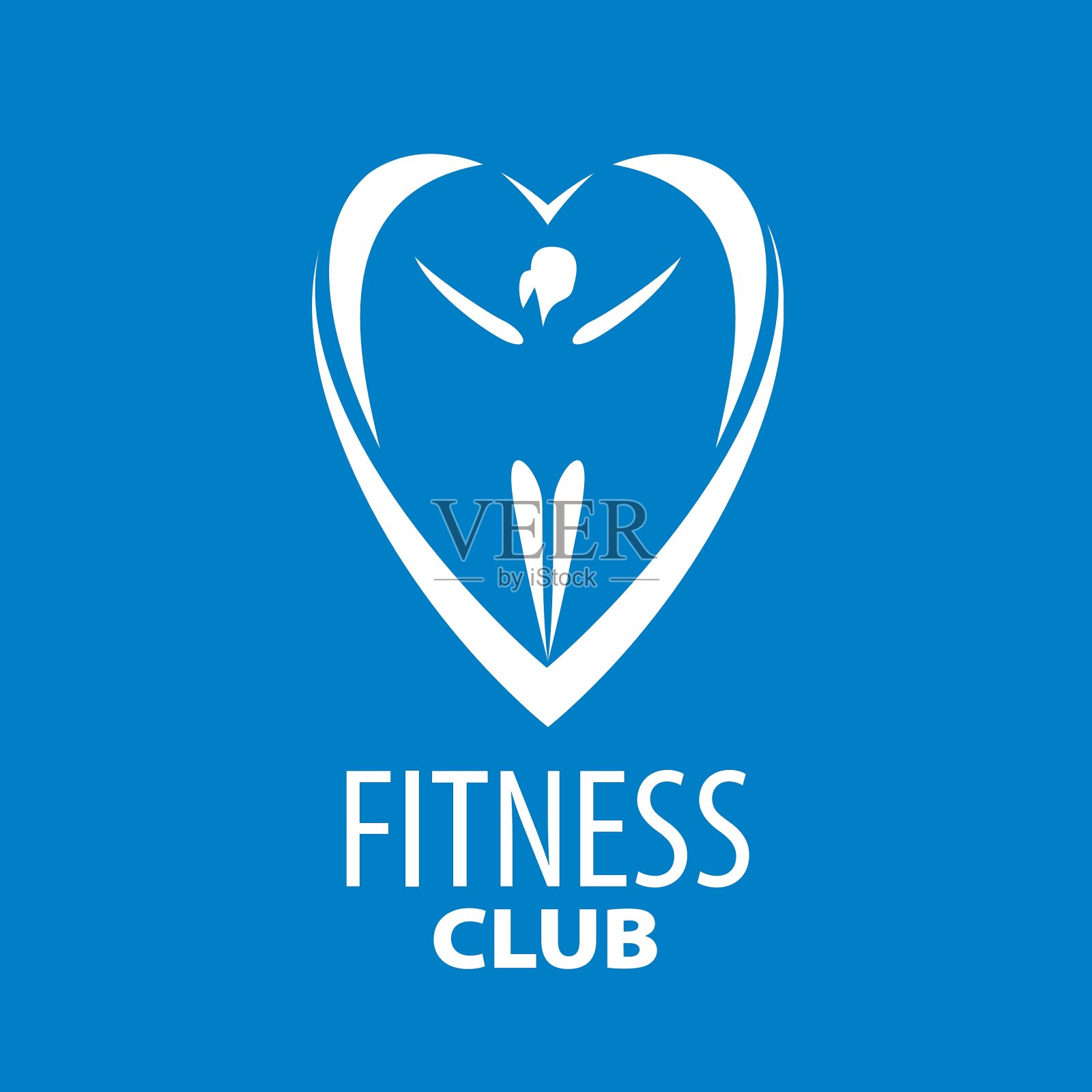 标志在蓝色背景上的女孩的心插画图片素材