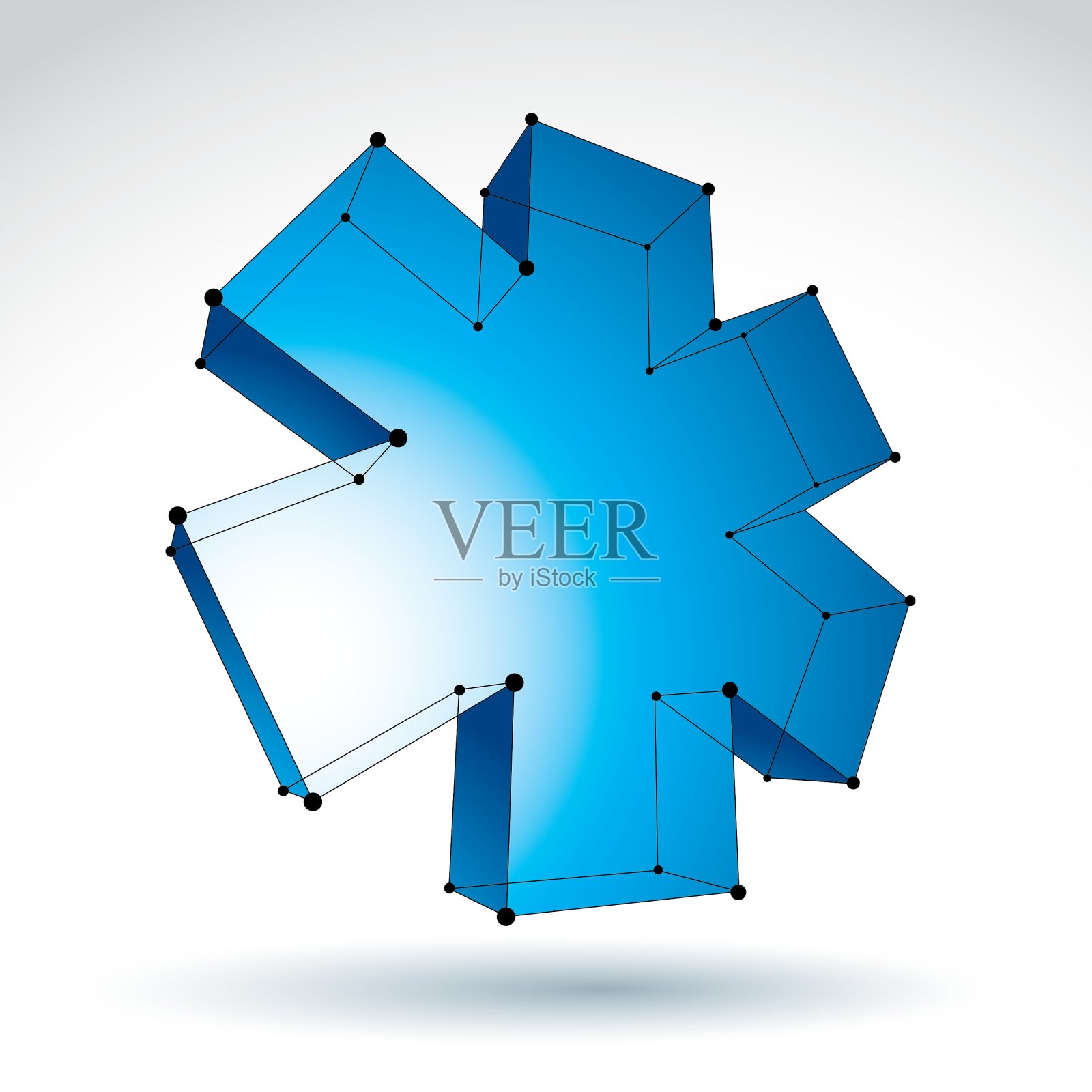 3d网格web蓝色救护车图标隔离在白色插画图片素材