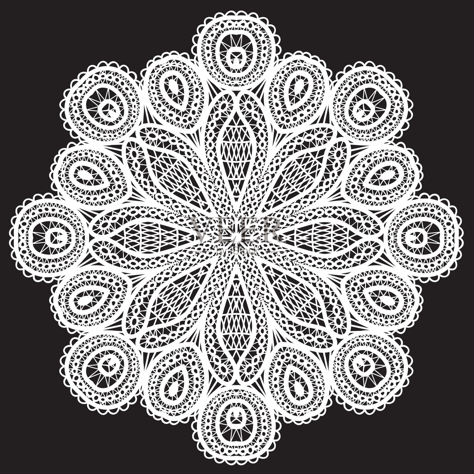 抽象圆形花边图案插画图片素材