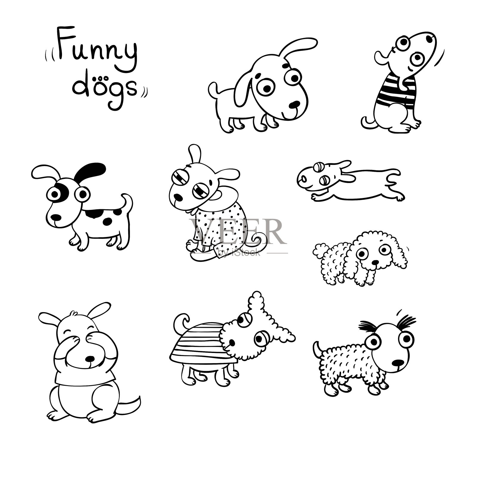 雪地里有趣的狗插画图片素材