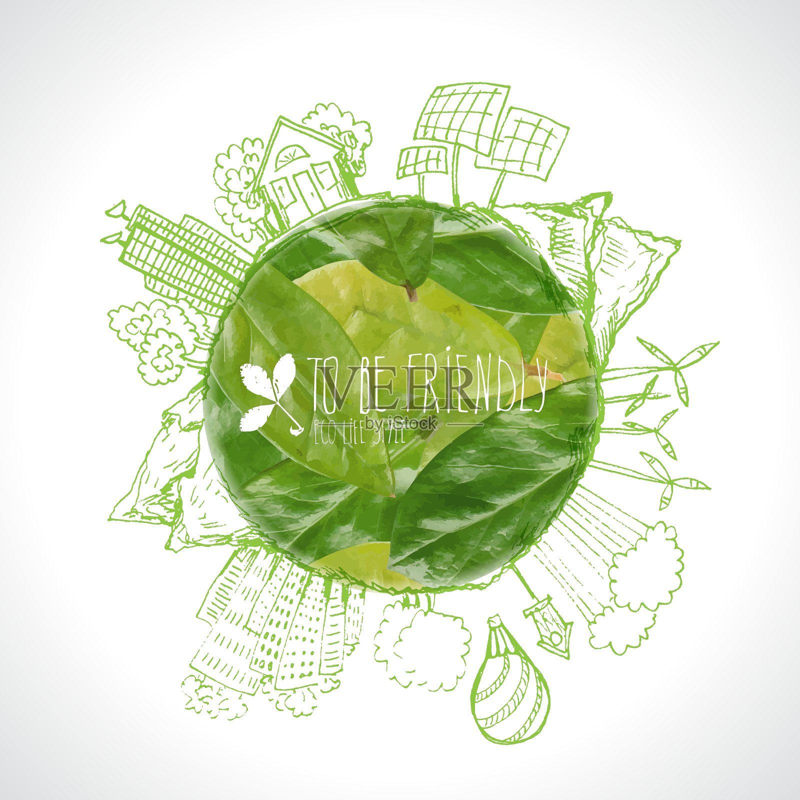 绿色生态地球生态概念插画图片素材