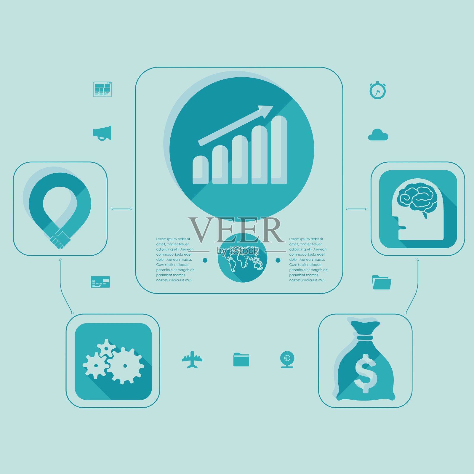 一组平面图标业务概念插画图片素材