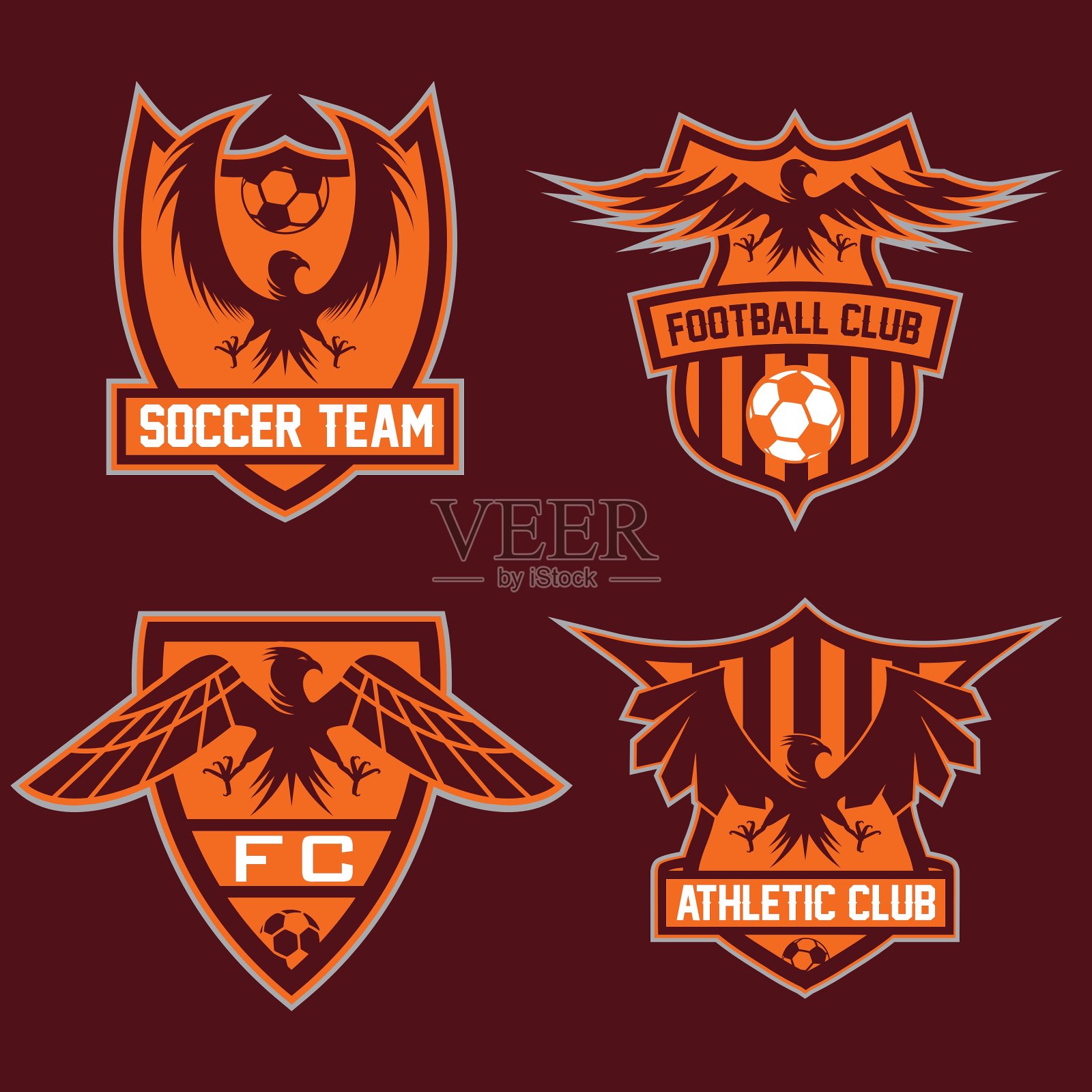 橄榄球队的徽章上有鹰的图案设计元素图片