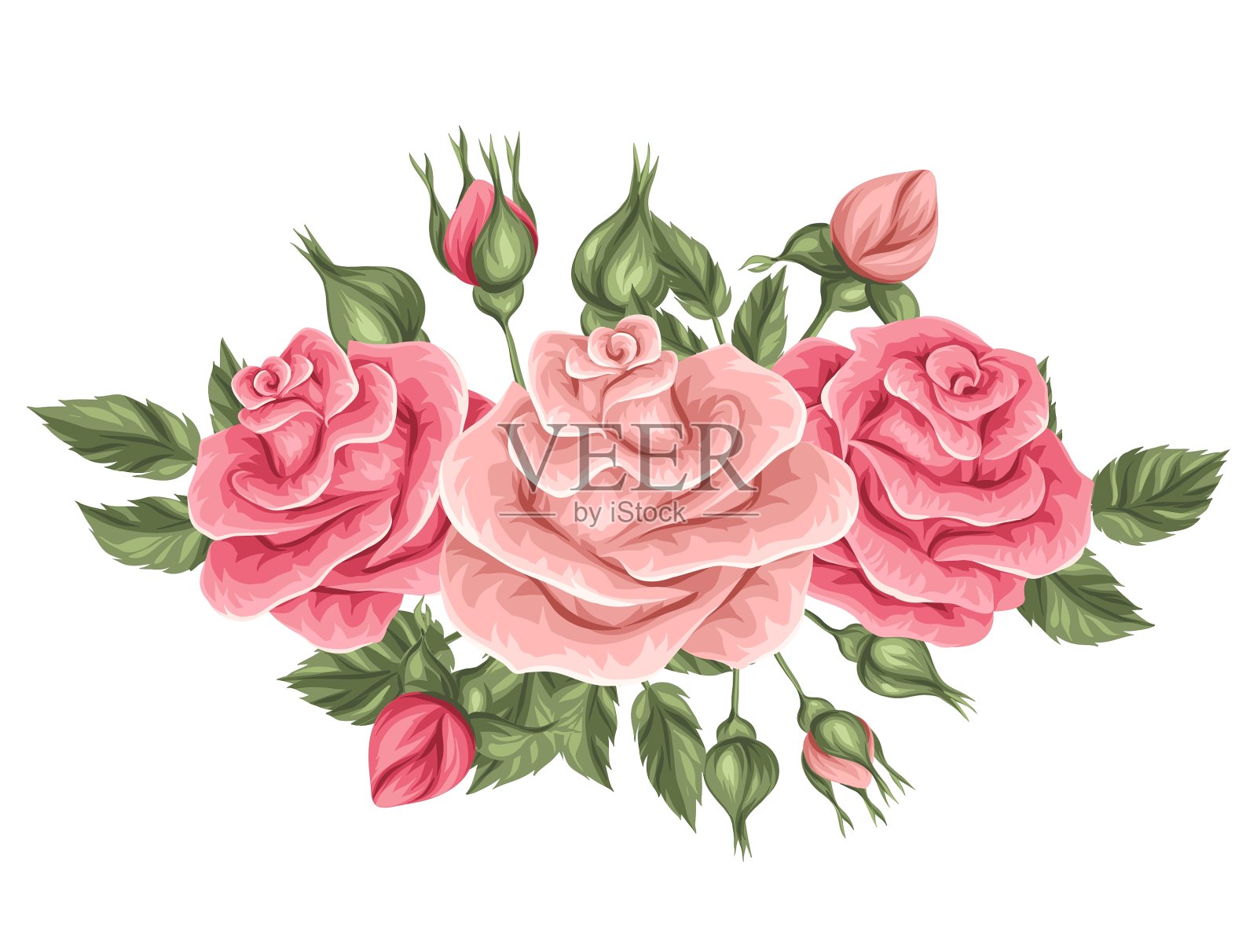 花卉元素与复古玫瑰装饰设计元素图片