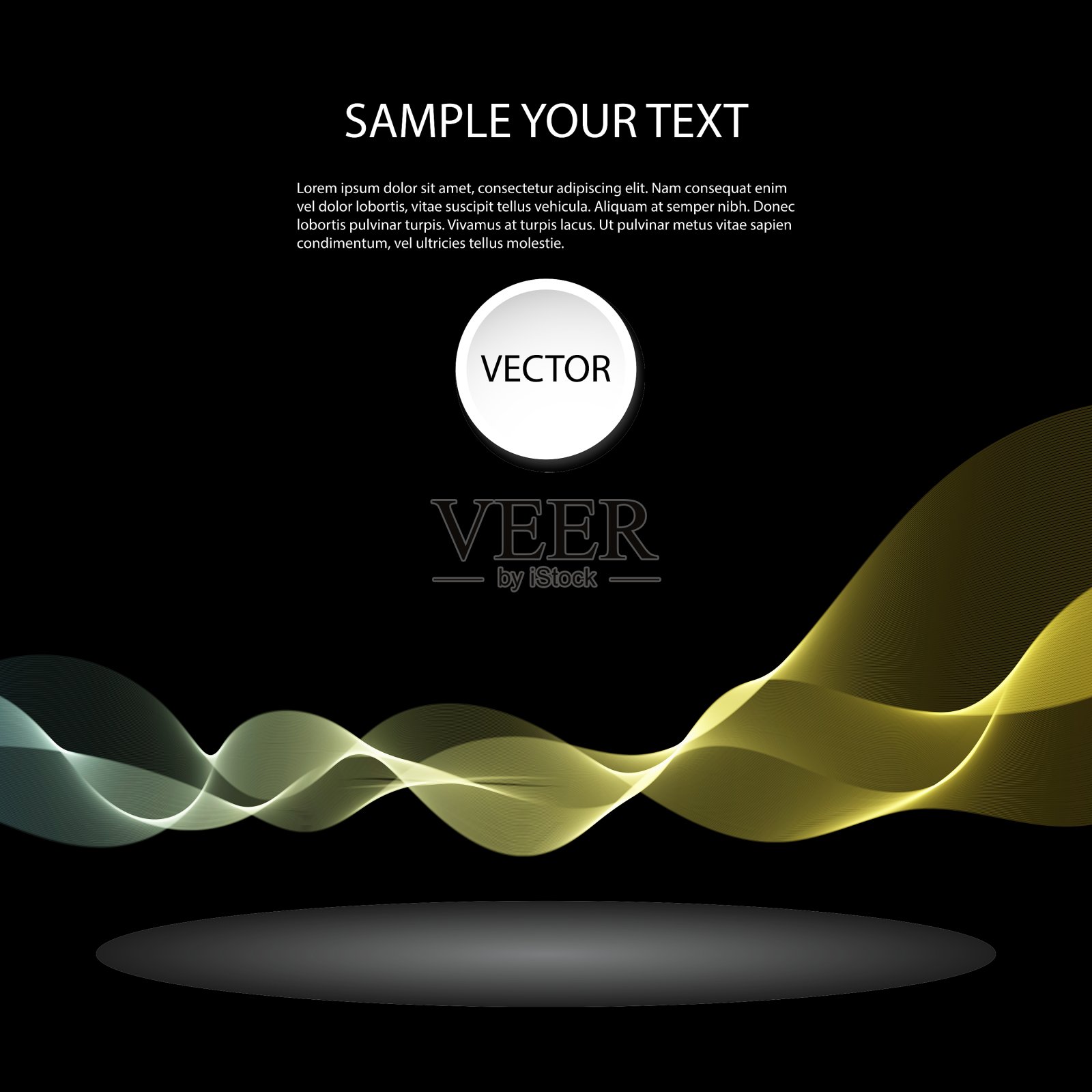 黑色背景上的彩色抽象波浪插画图片素材