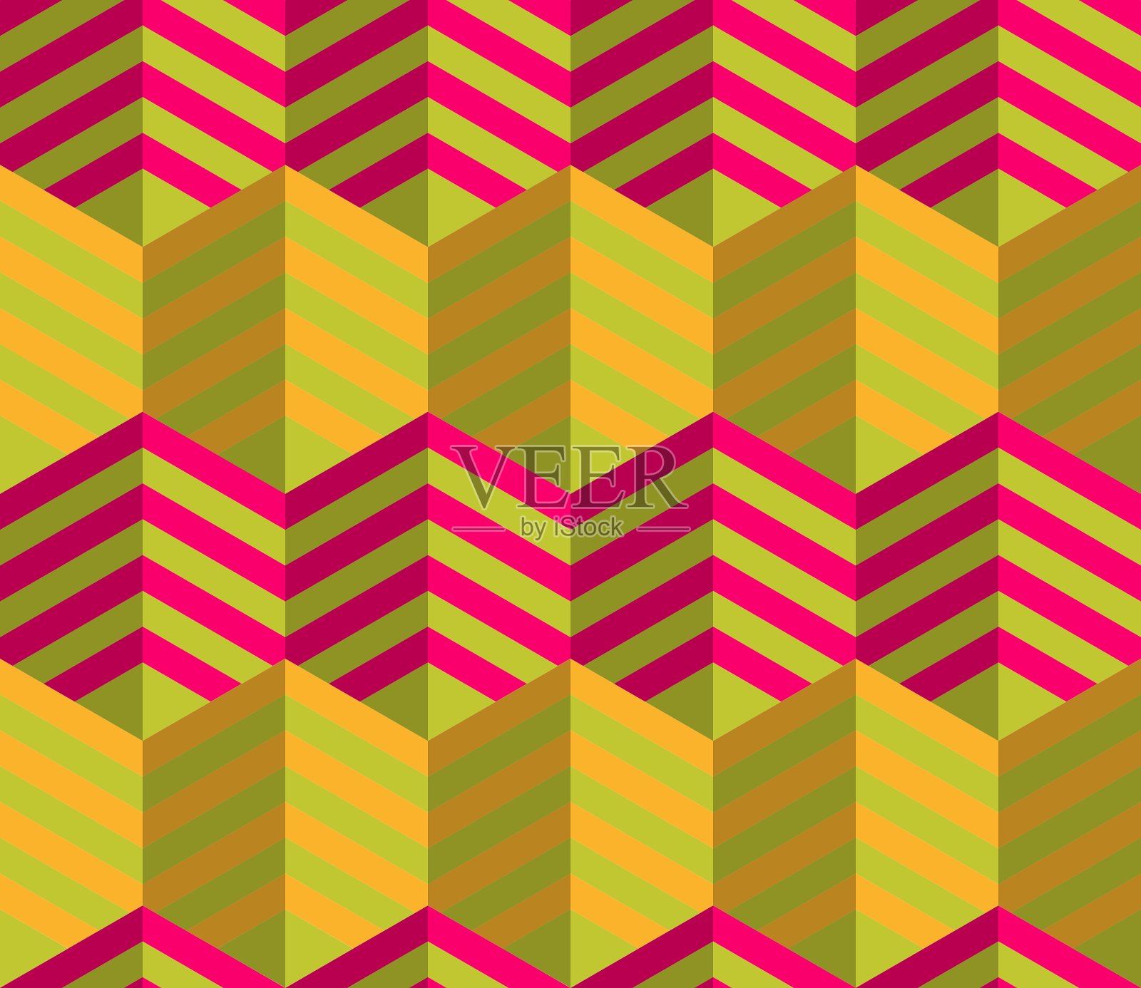 复古褶皱条纹六边形触摸插画图片素材