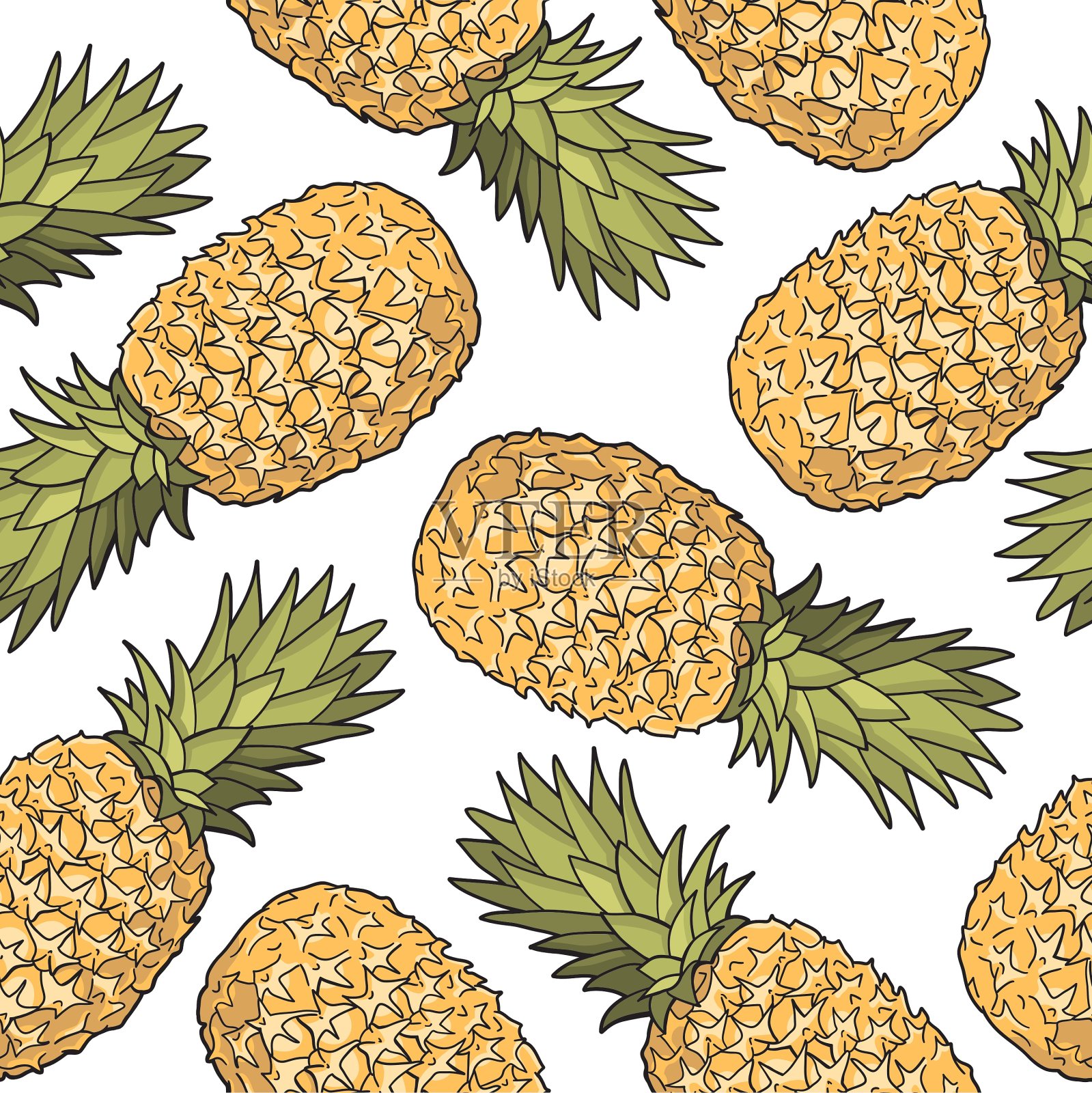 菠萝模式背景插画图片素材