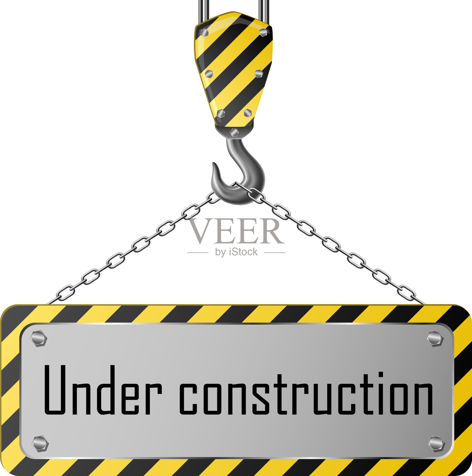 带吊钩和链条的施工板插画图片素材