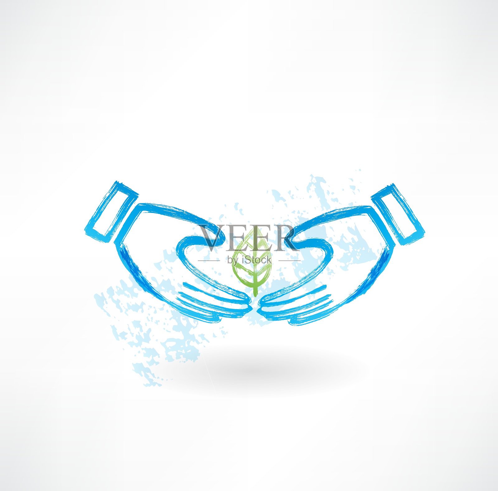 手和树叶垃圾图标插画图片素材