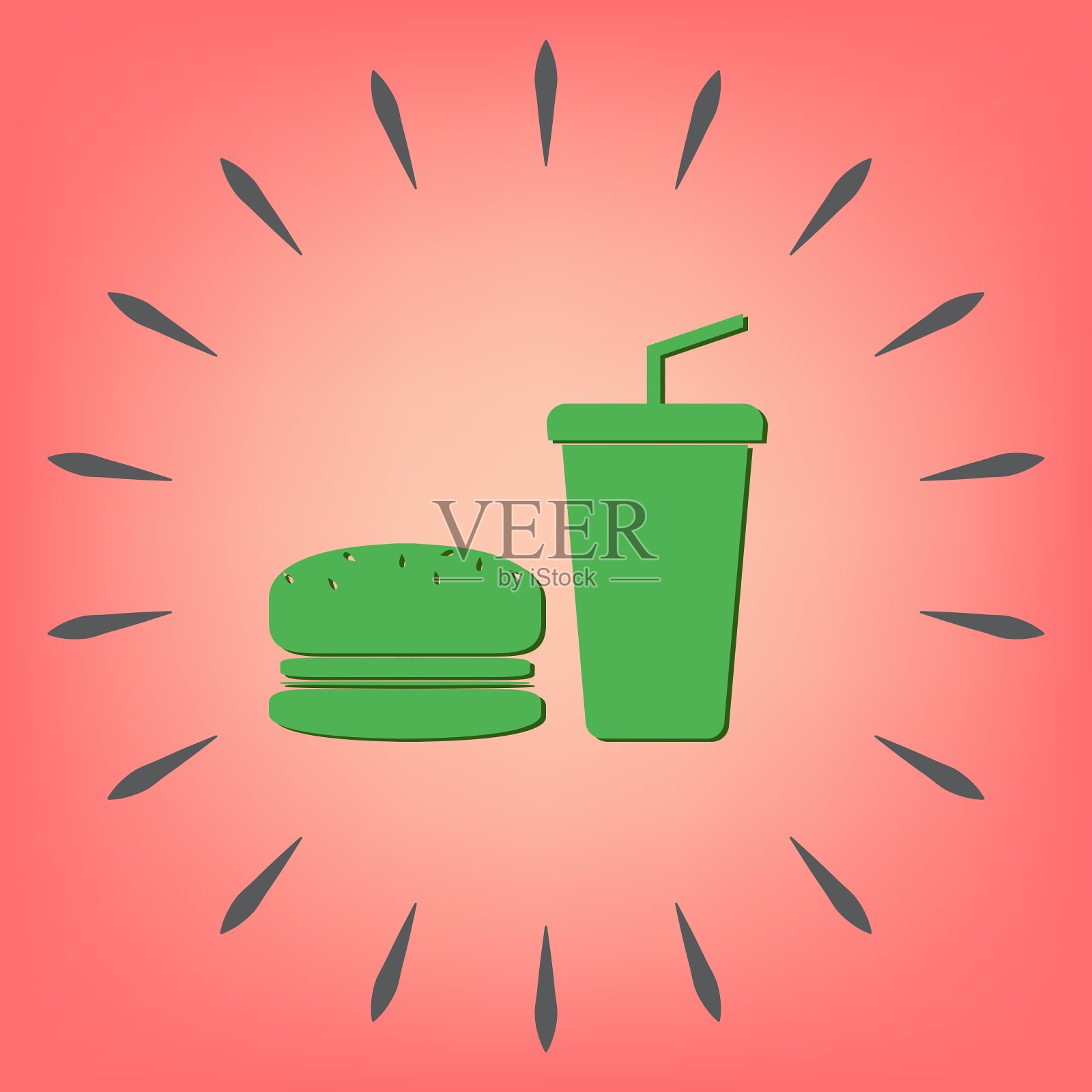 汉堡和纸杯是快餐的象征插画图片素材