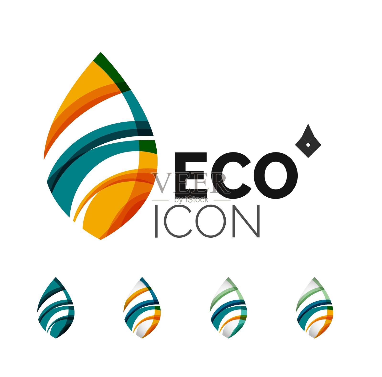 一套抽象的生态叶图标商业标志类型图标素材