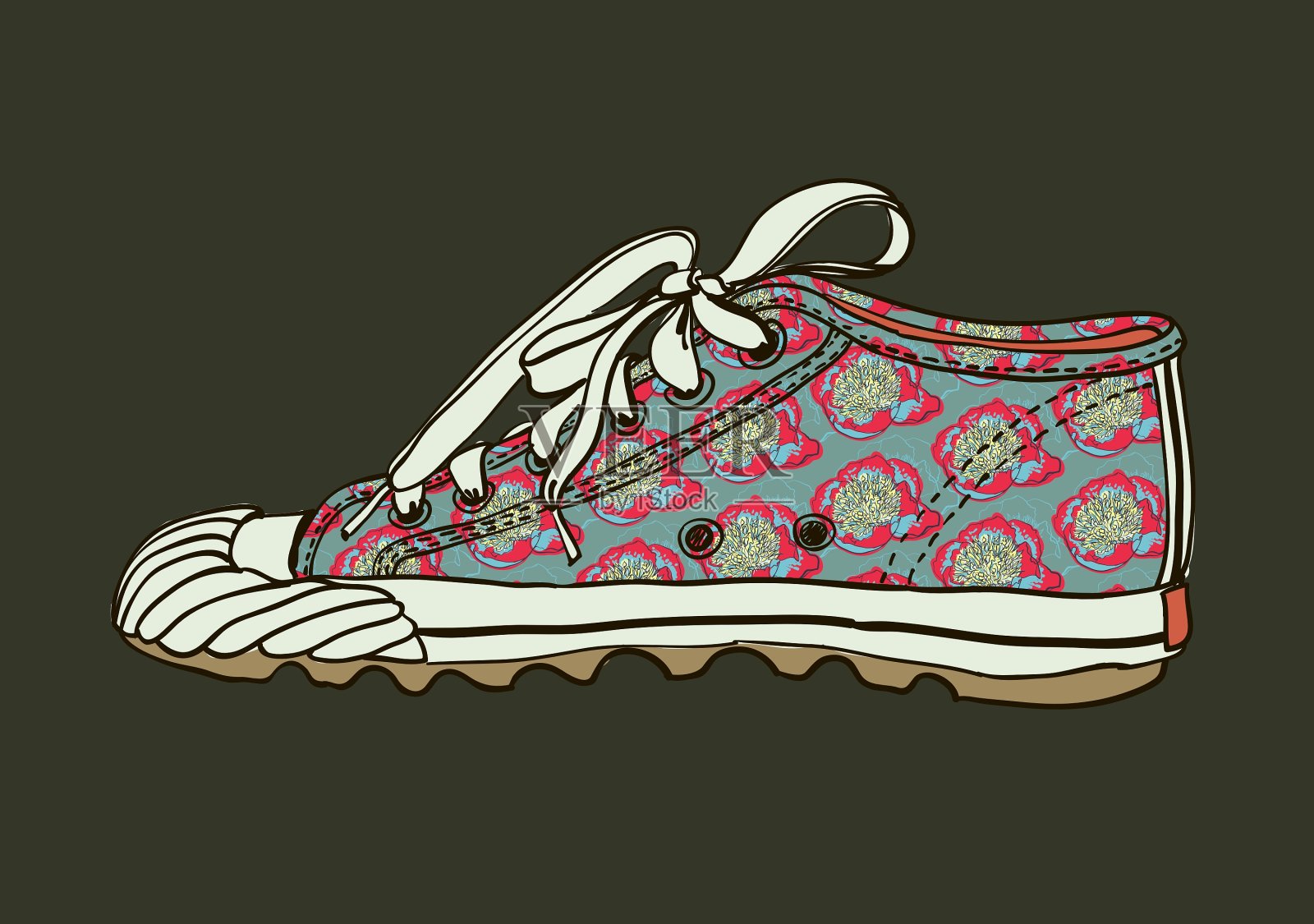 艺术口香糖鞋插画图片素材