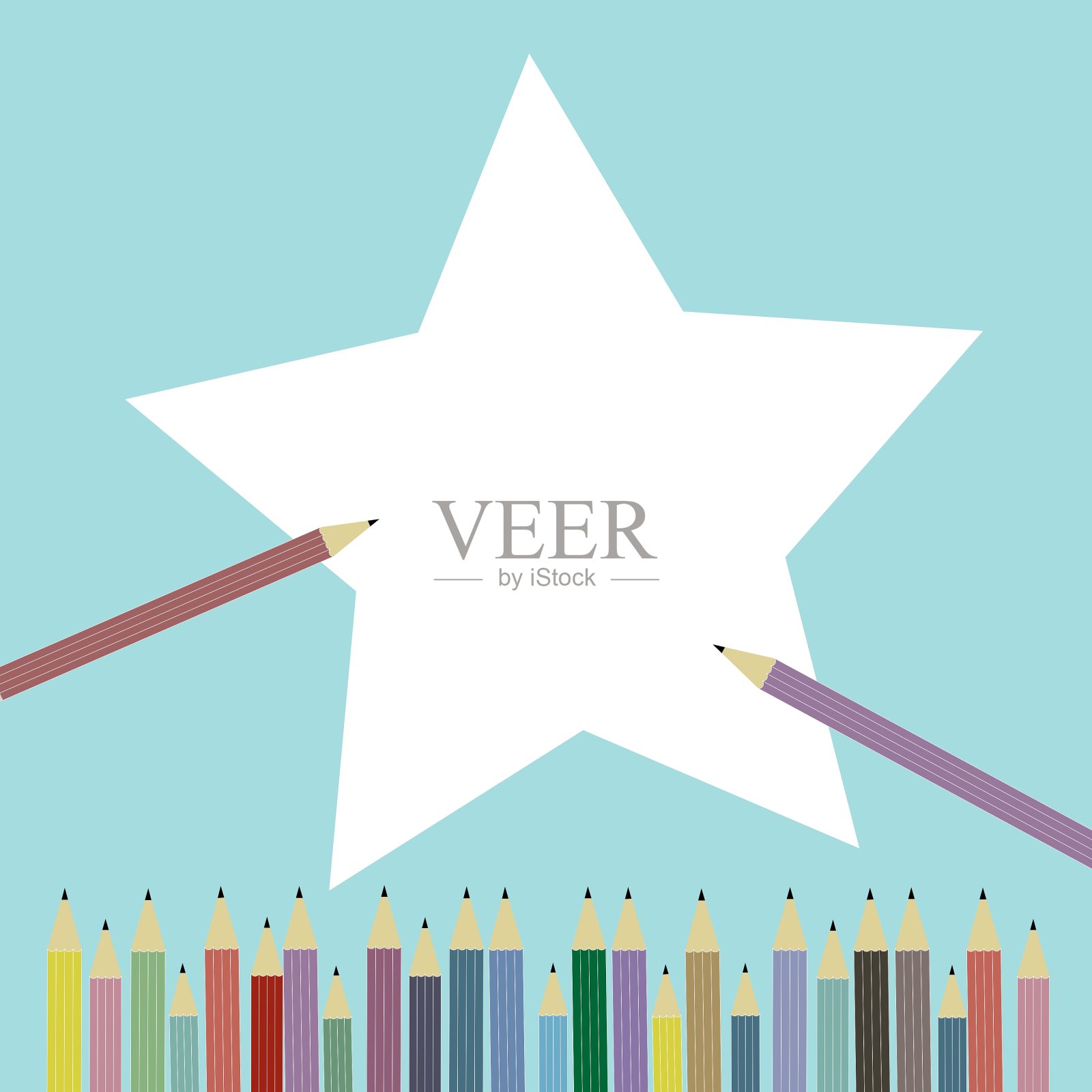 带星星引号的彩色铅笔插画图片素材