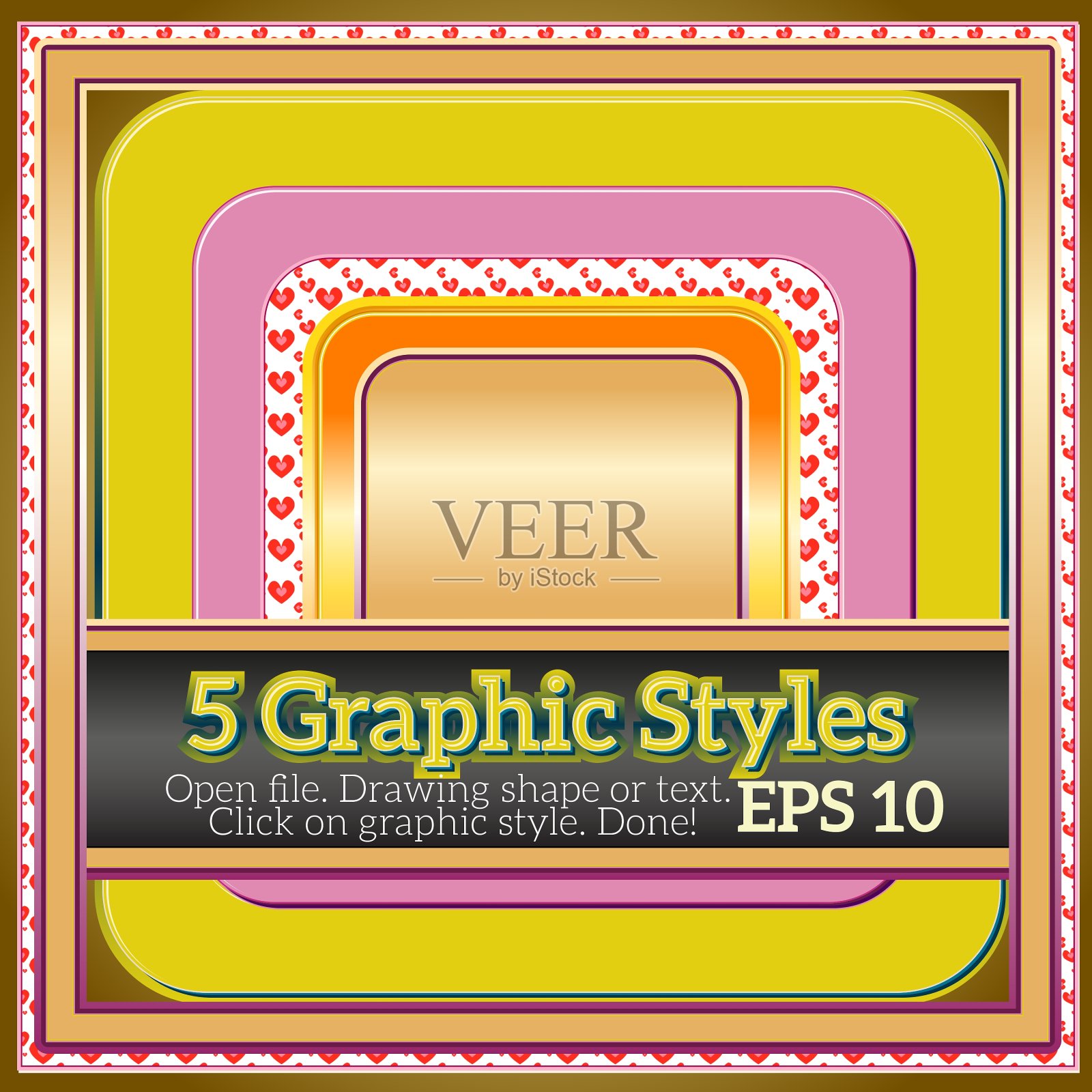 一套有趣的温暖黄色图形风格的设计插画图片素材