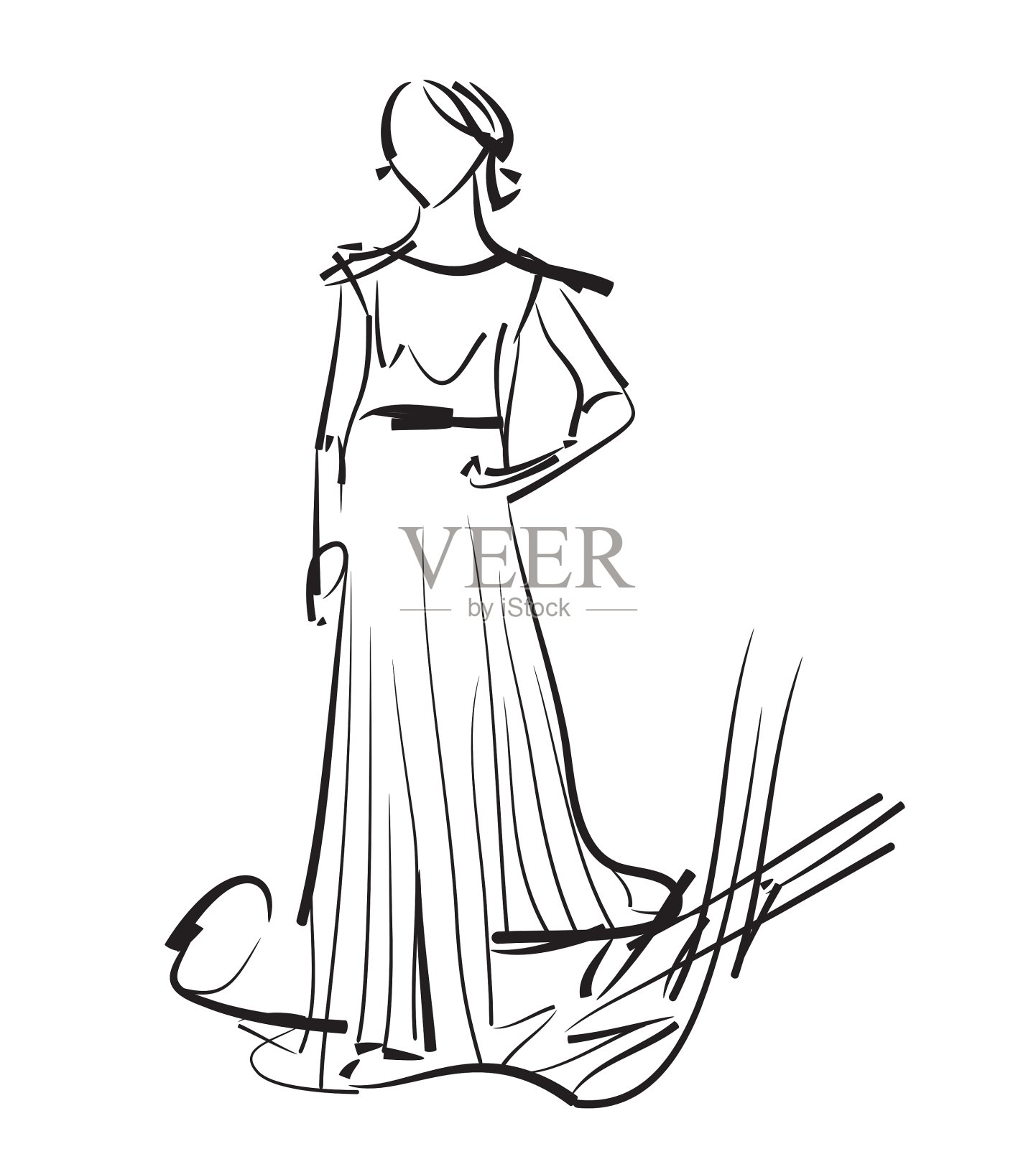 时装模特草图设计元素图片
