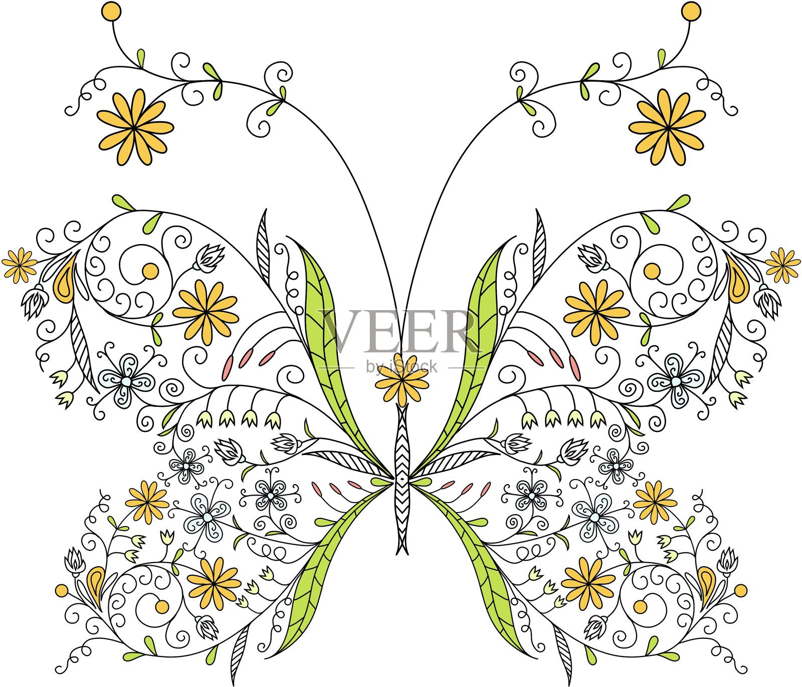 花蝴蝶向量插画图片素材