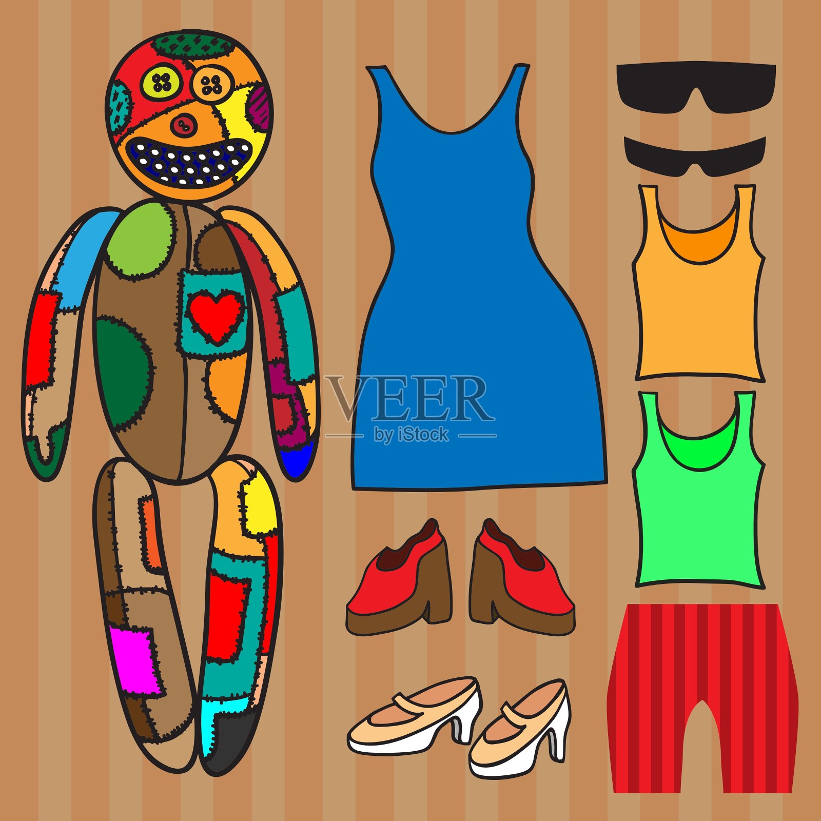 布娃娃套装插画图片素材