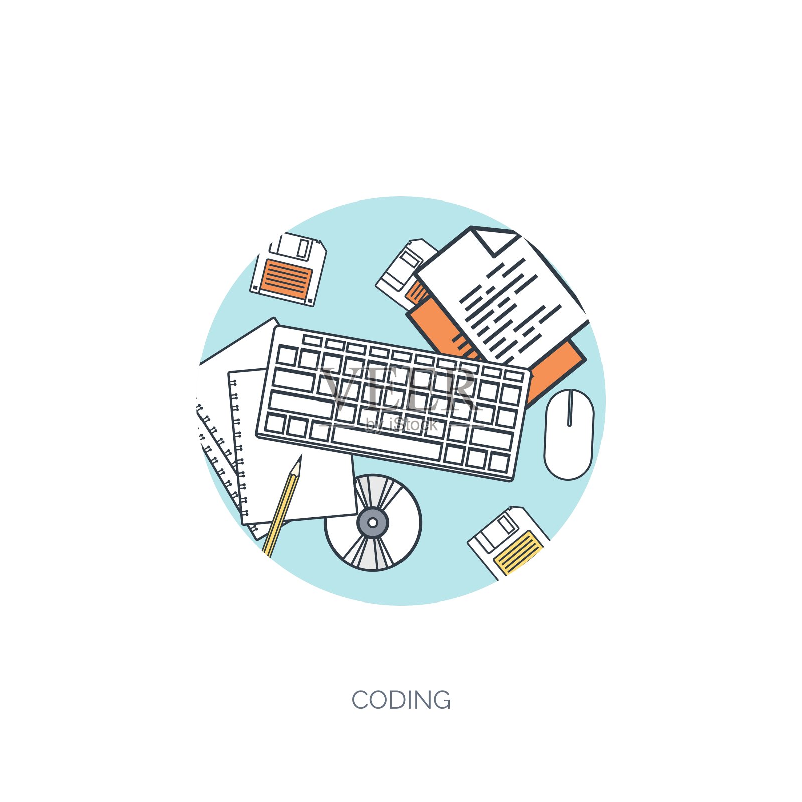 平背景编码插画图片素材