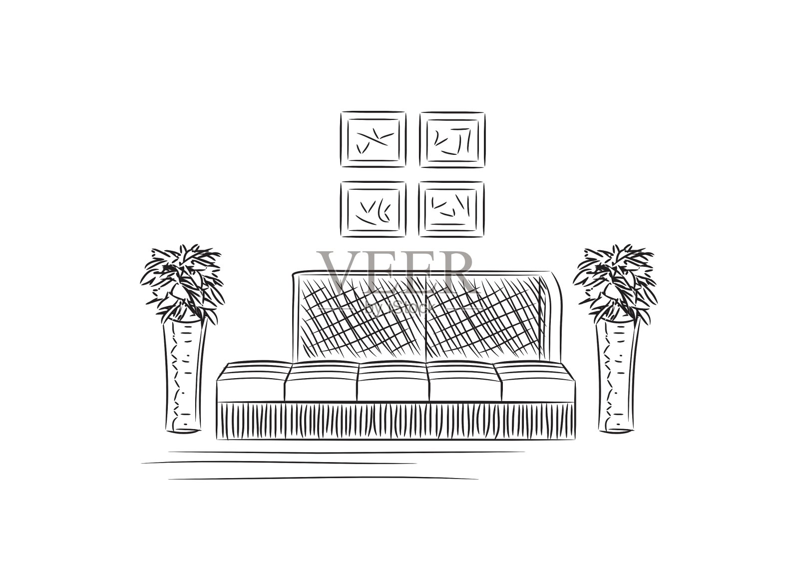 手绘沙发设计元素图片