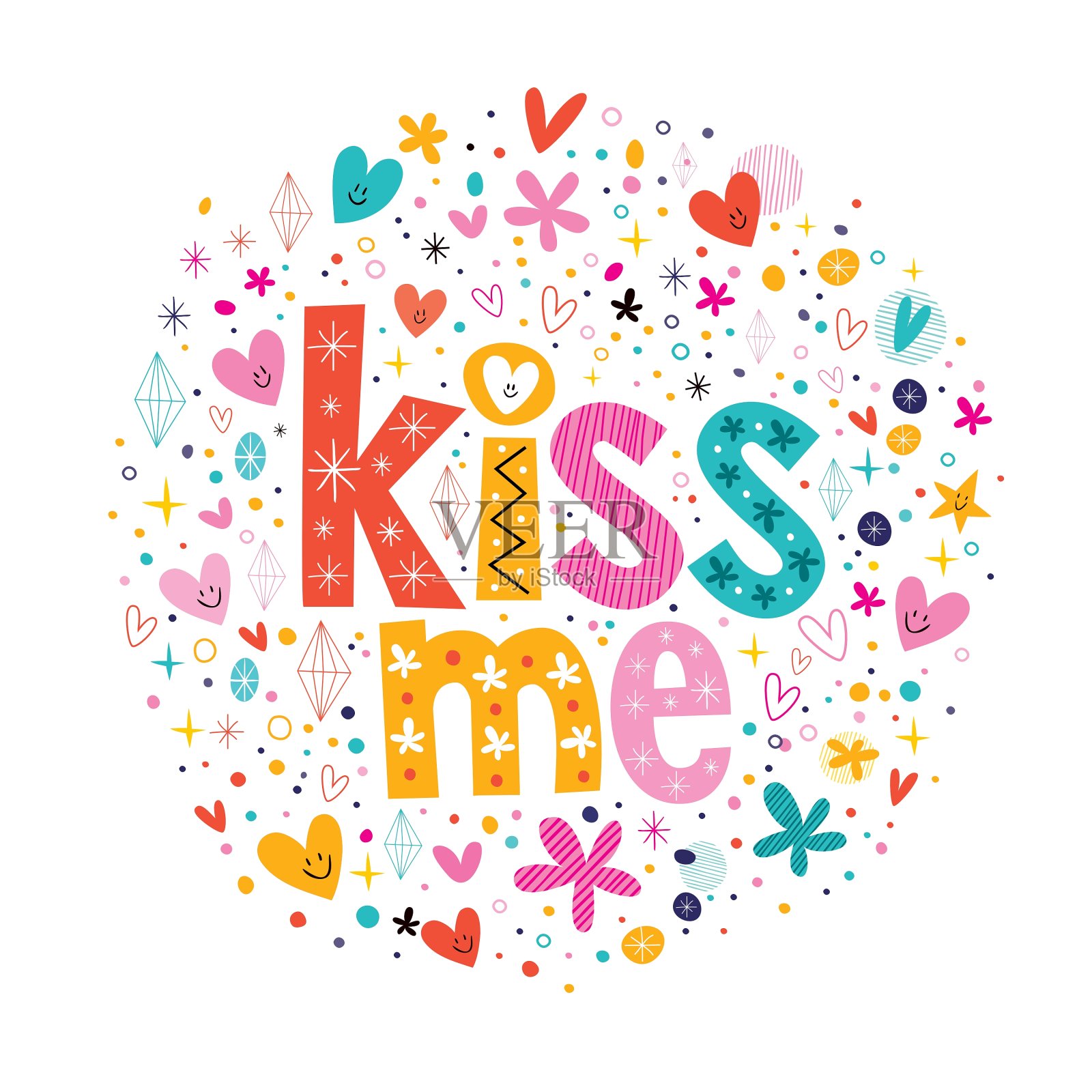 吻我复古字体字体装饰文字设计元素图片