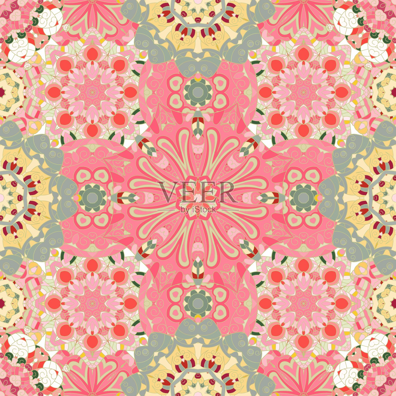 粉色曼荼罗背景贺卡插画图片素材