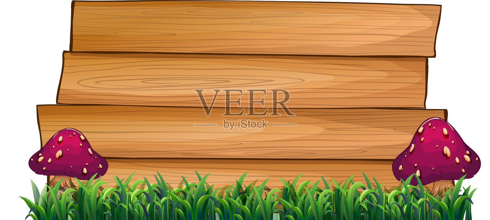 空的木牌上都有蘑菇设计元素图片