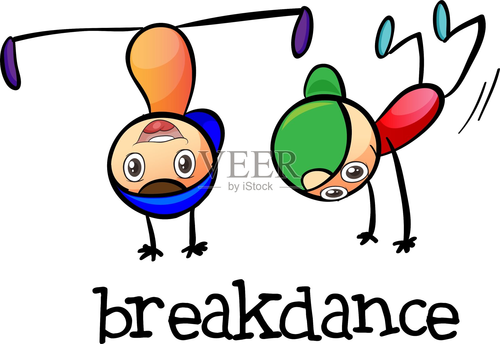 跳霹雳舞插画图片素材