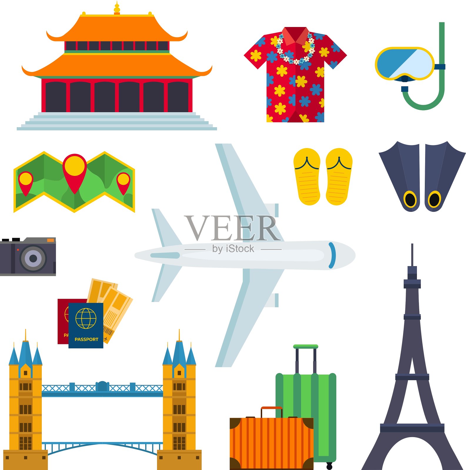 机场旅游标志度假公寓插画图片素材