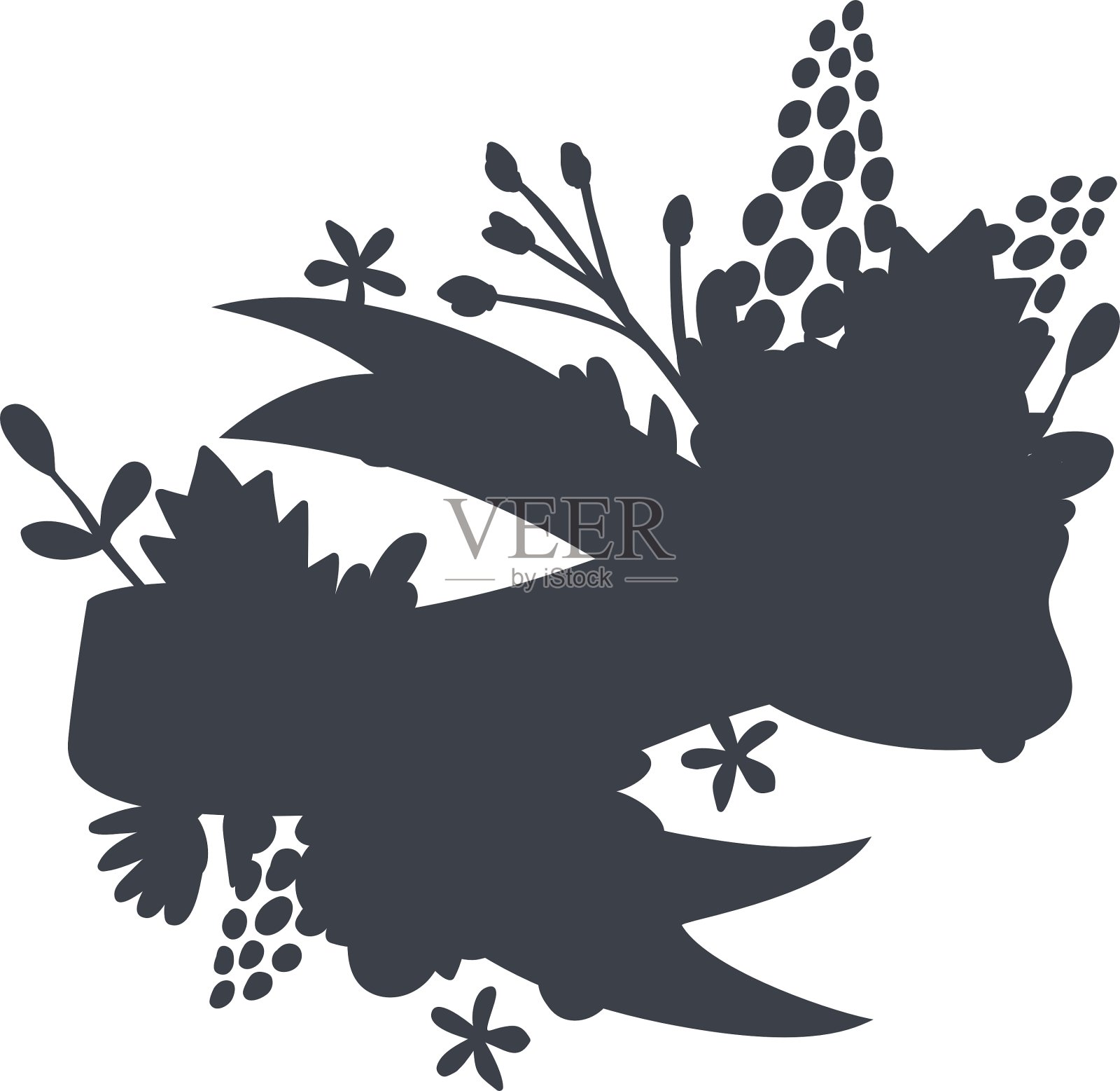 叶在中央的圆形花圈设计元素图片