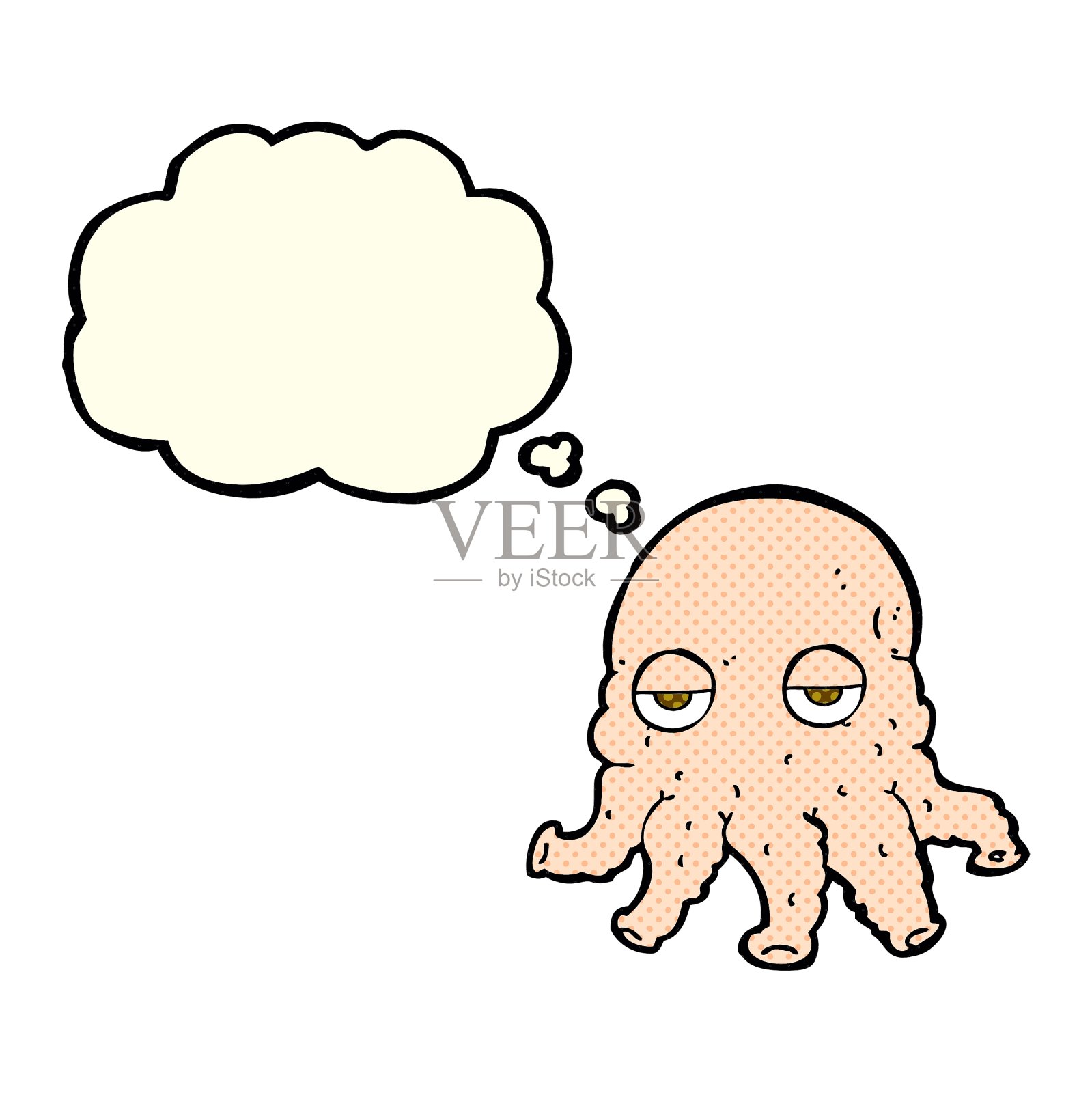 卡通外星人鱿鱼面带思想泡泡设计元素图片
