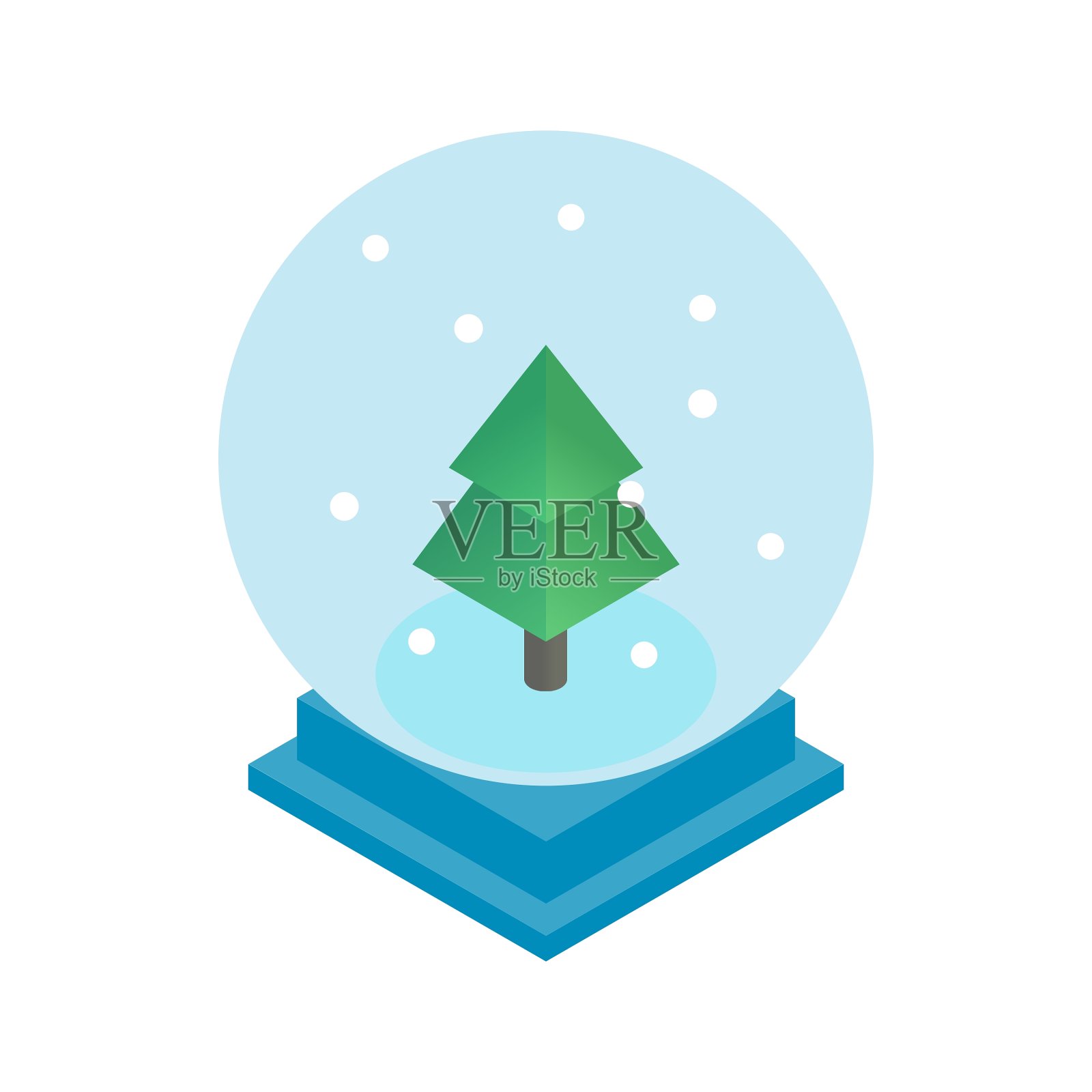 雪花玻璃球与圣诞树图标设计元素图片