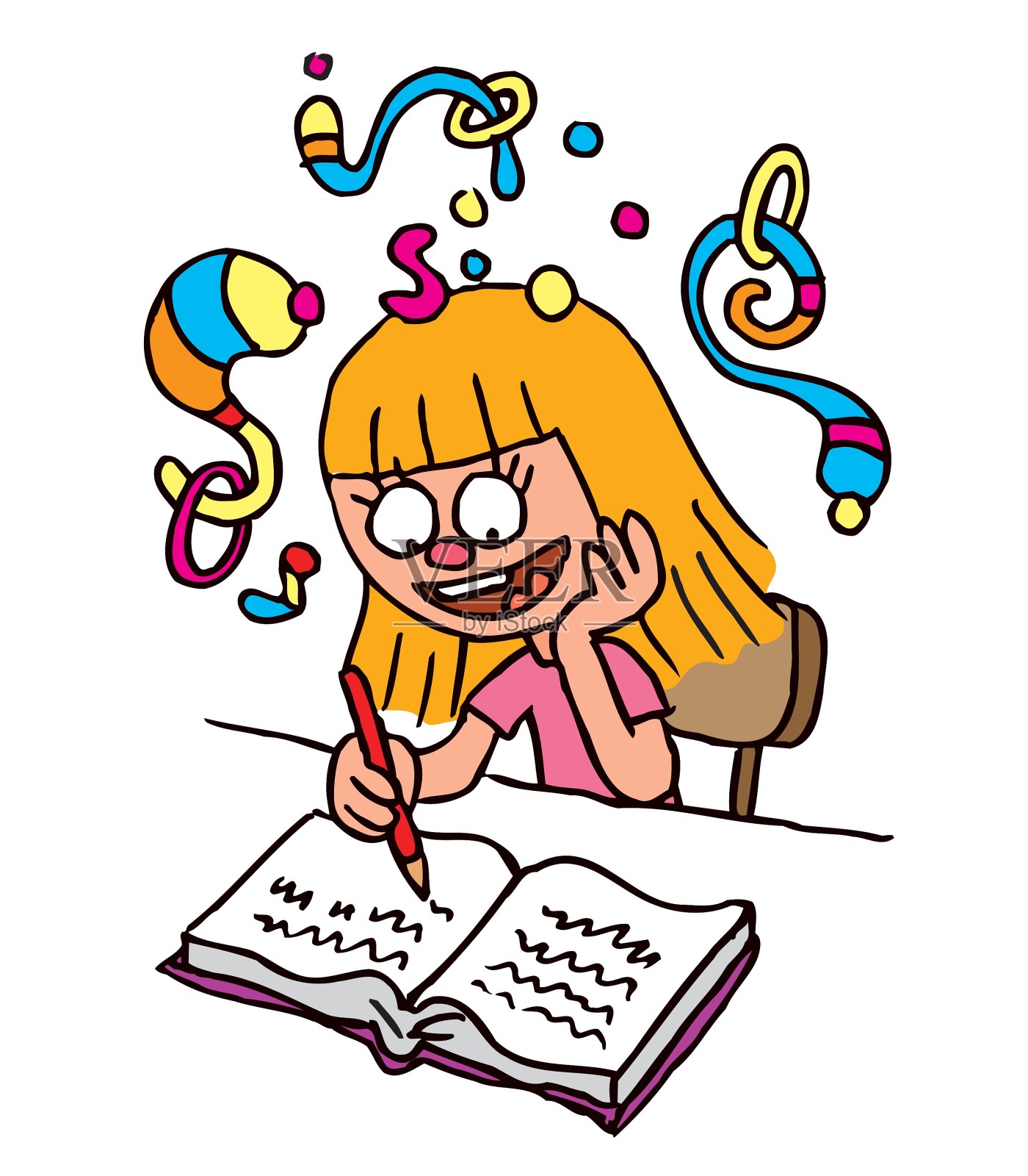 女学生家庭作业想象设计元素图片