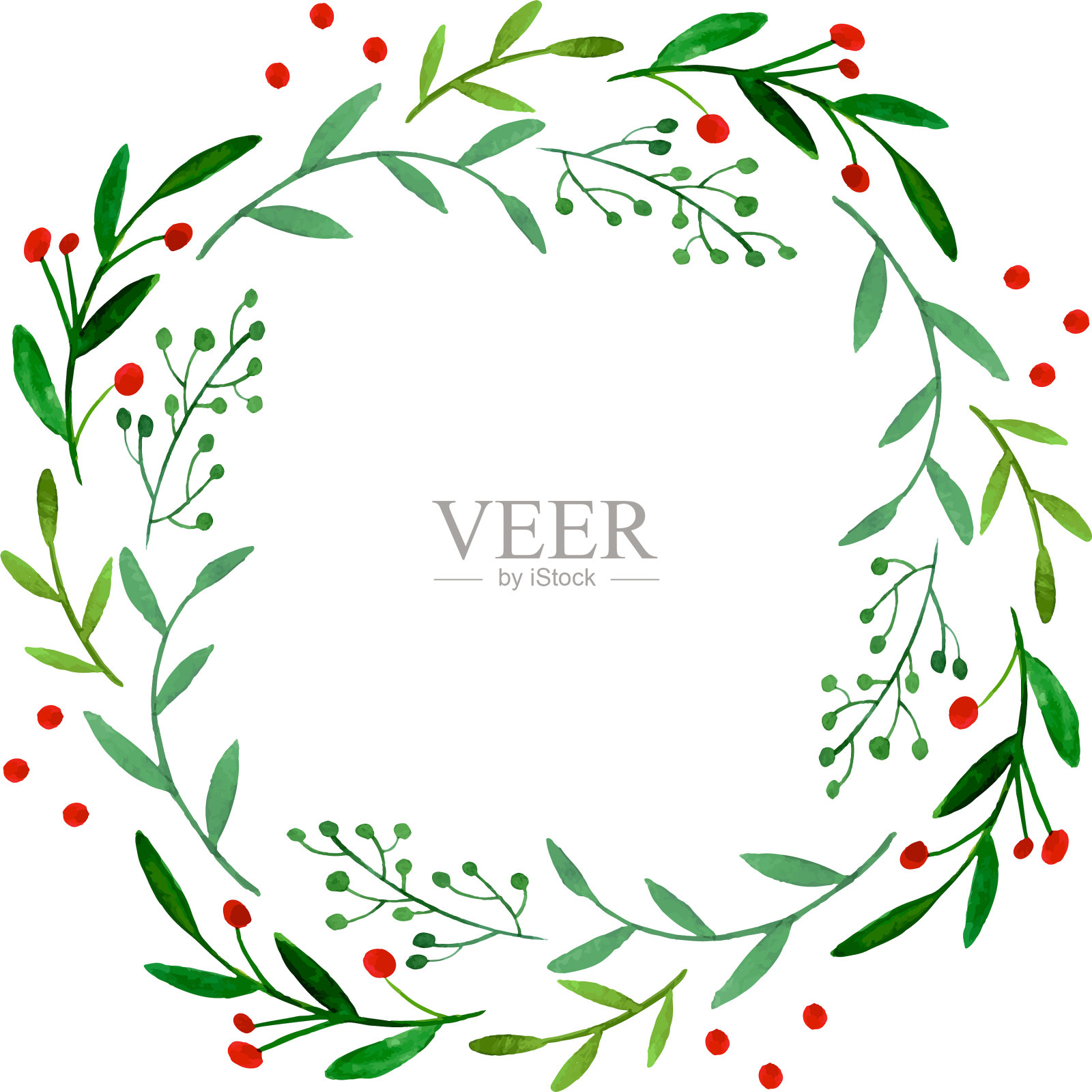 水彩花环设计元素图片