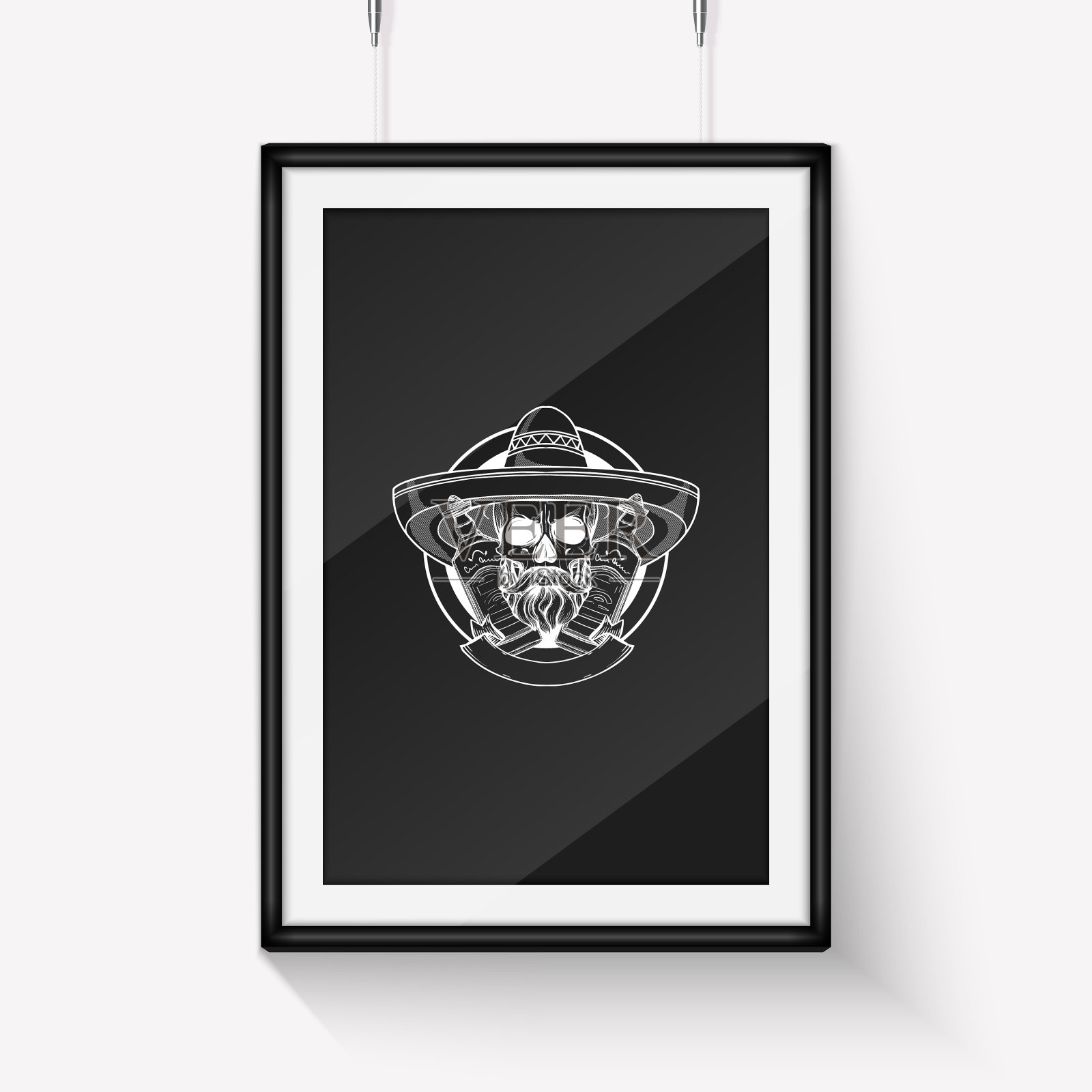 手画的草图头骨与沙球插画图片素材