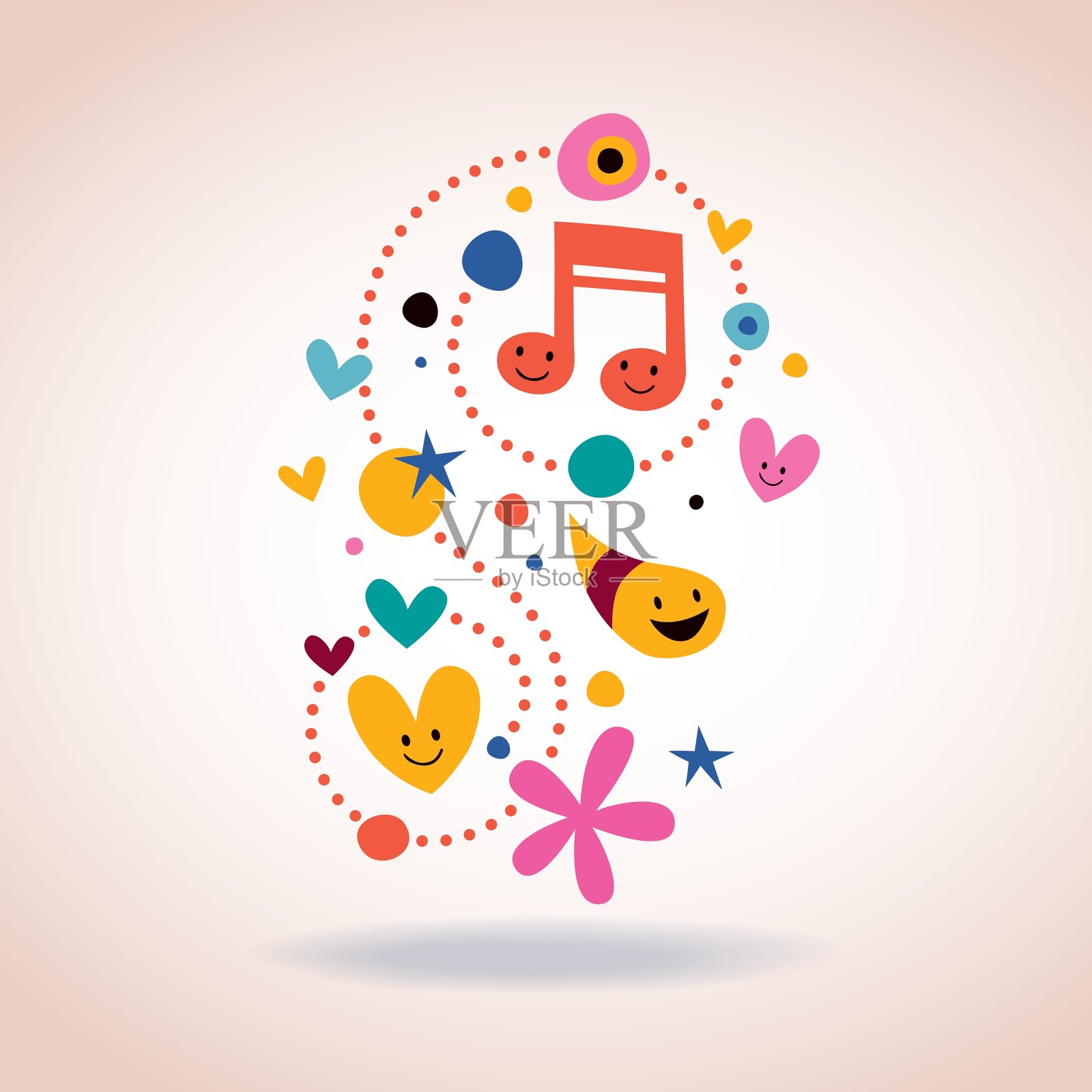 带有可爱角色的抽象艺术插画图片素材