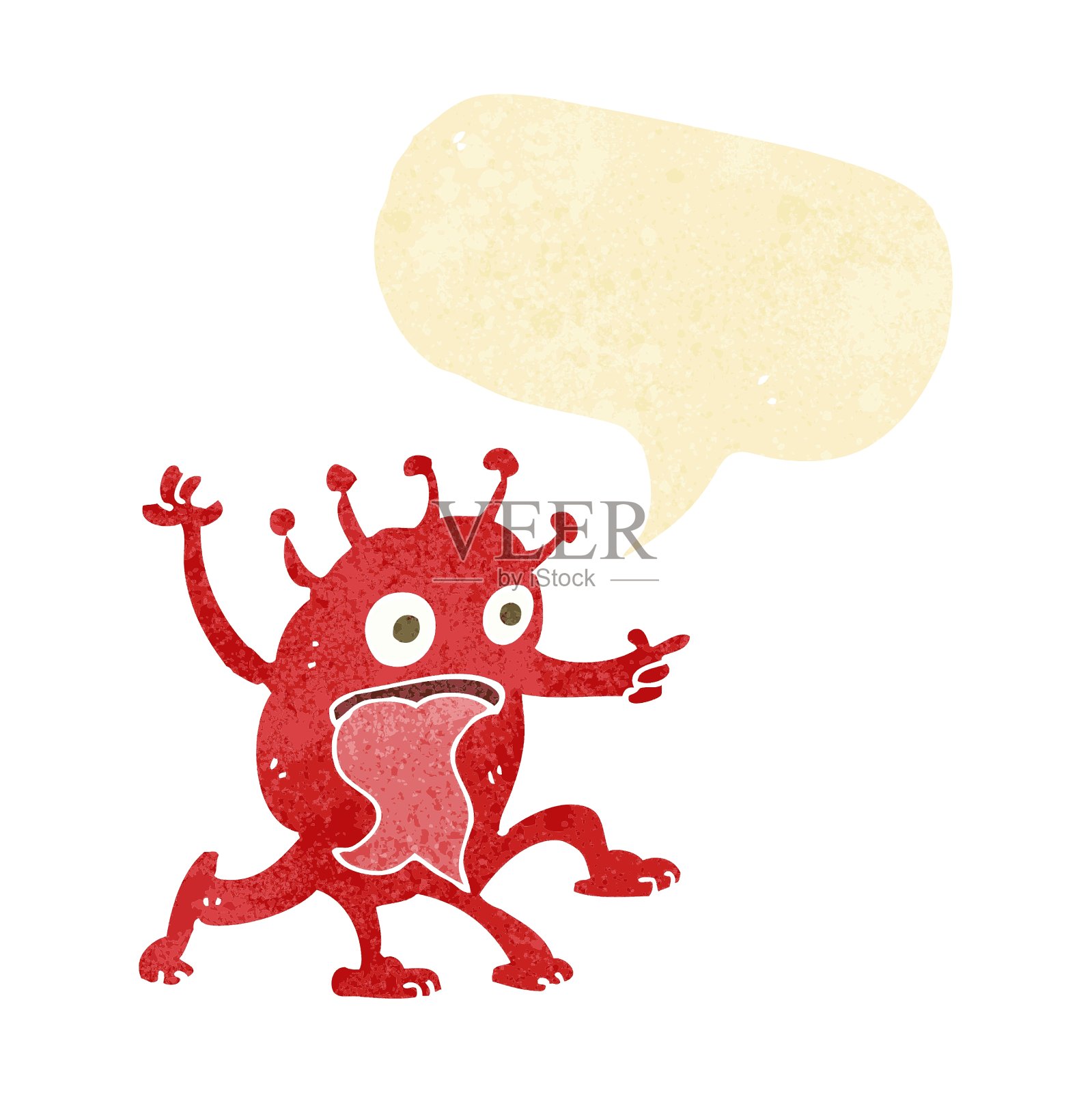 卡通怪异的小外星人与语音泡泡设计元素图片