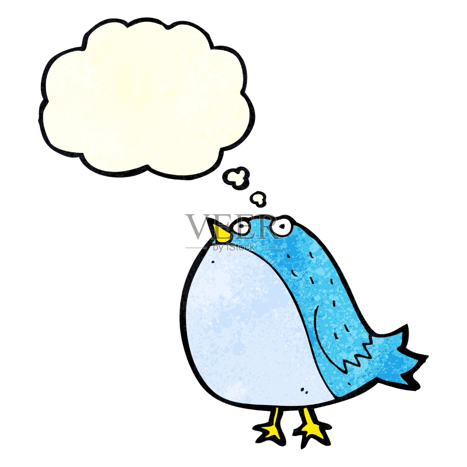 卡通肥鸟与思想泡泡设计元素图片
