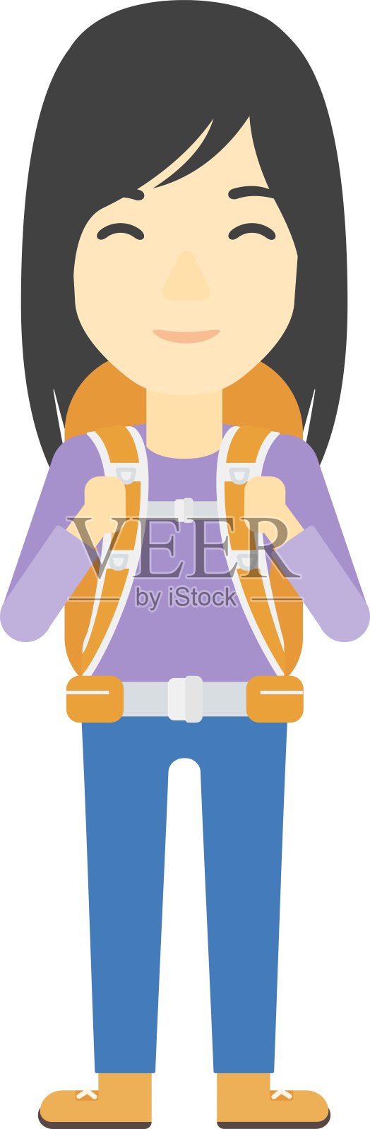 背着背包的快乐女人设计元素图片