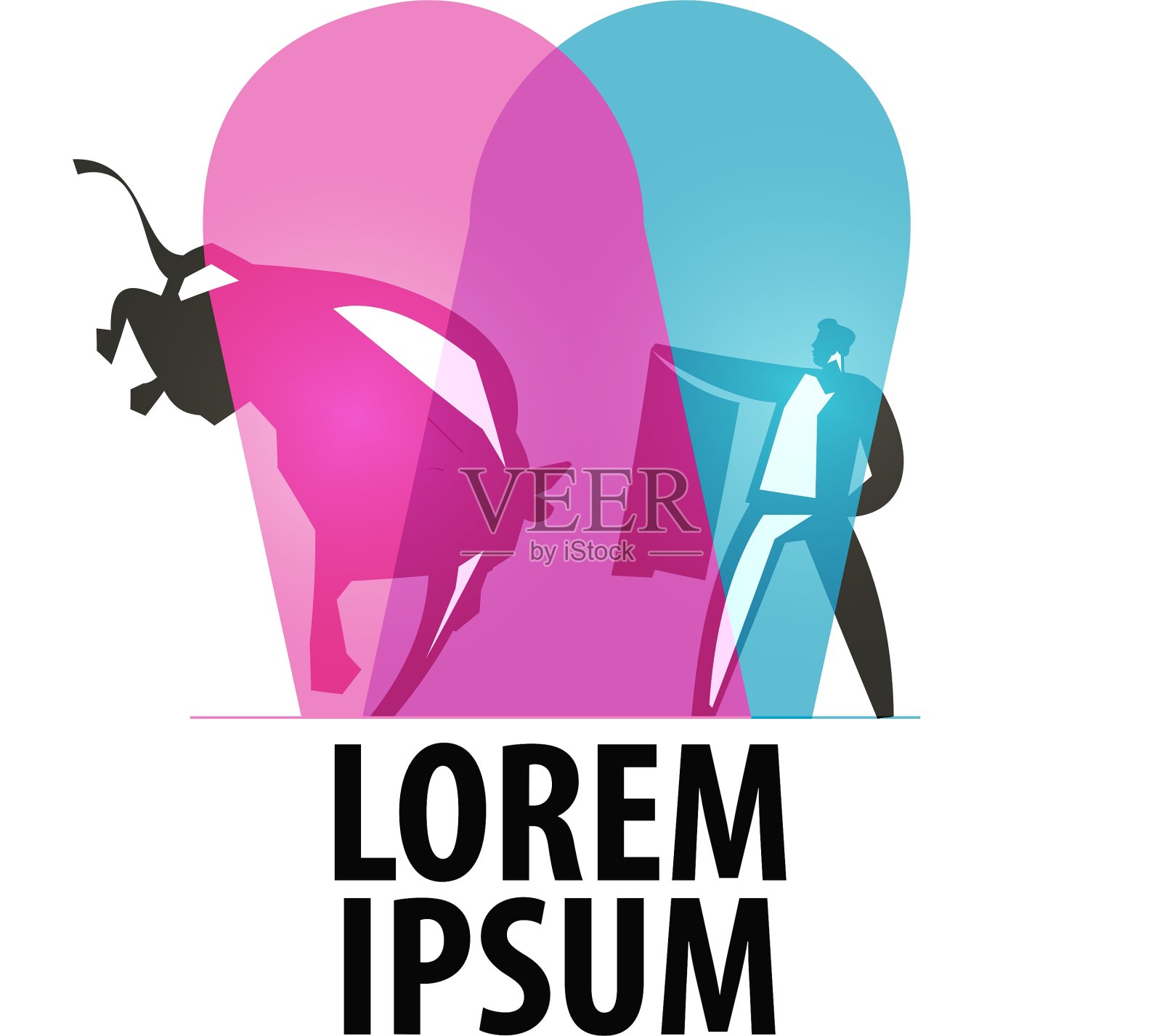 斗牛标志设计模板或斗牛士插画图片素材