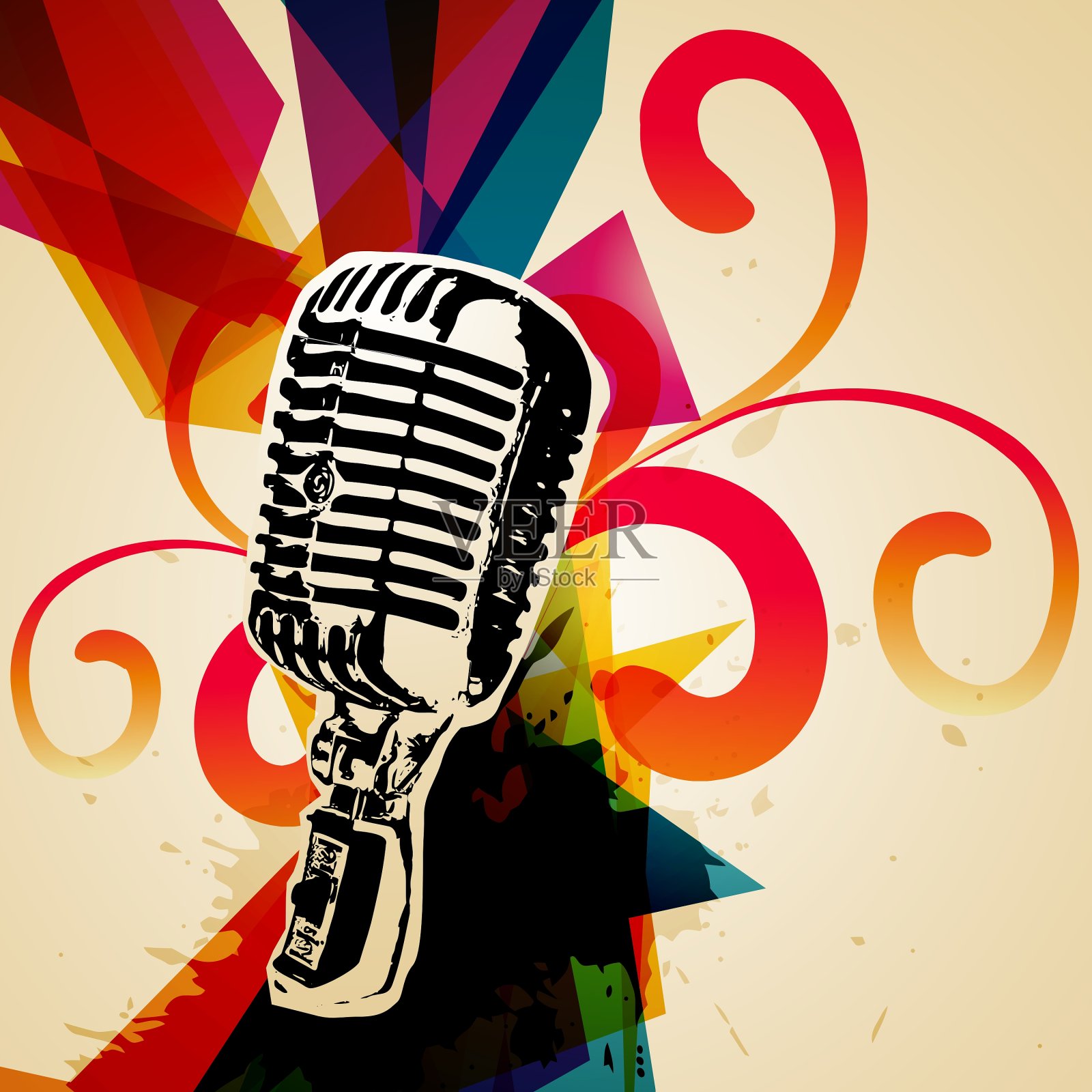 复古麦克风插画图片素材