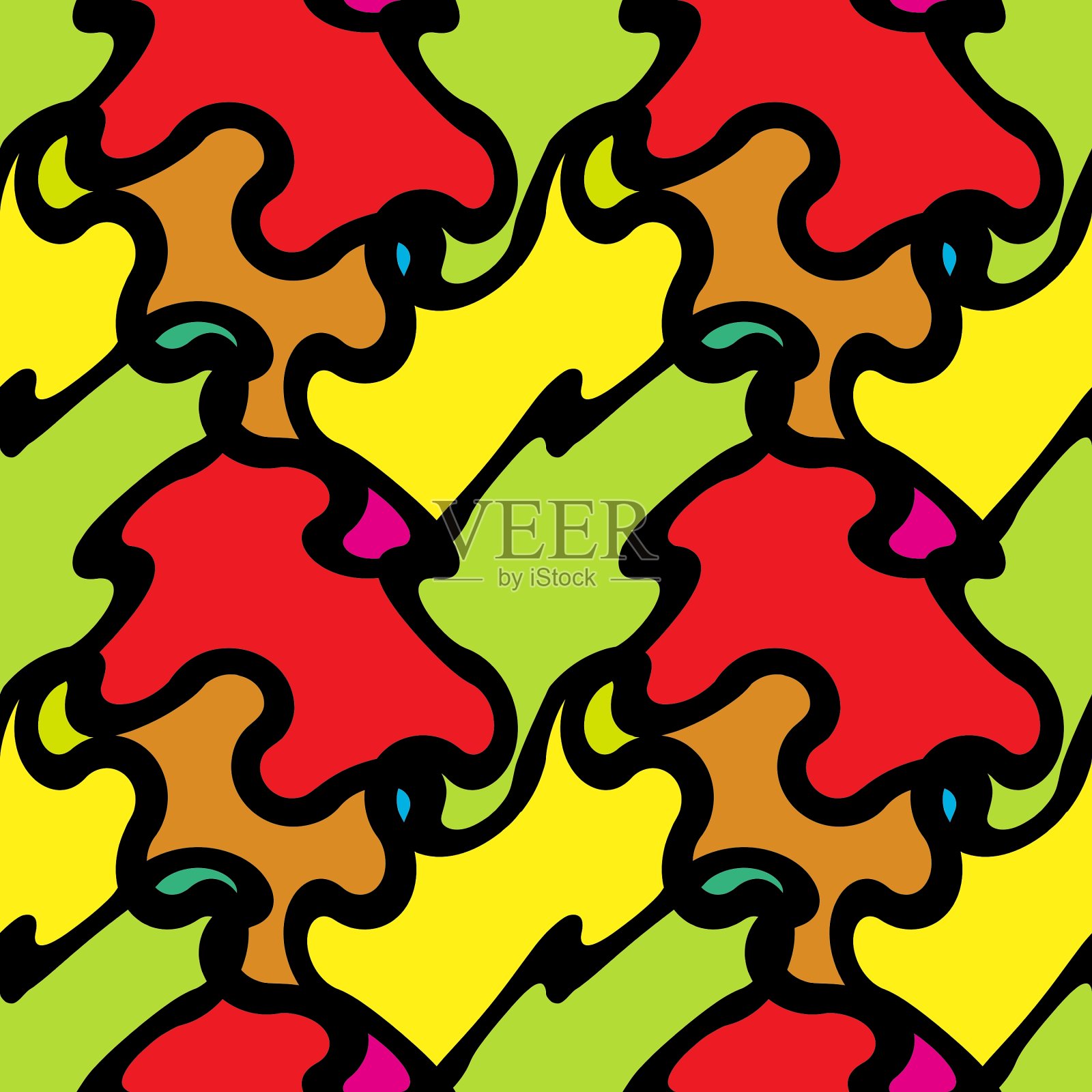 无缝图案抽象迷幻艺术插画图片素材