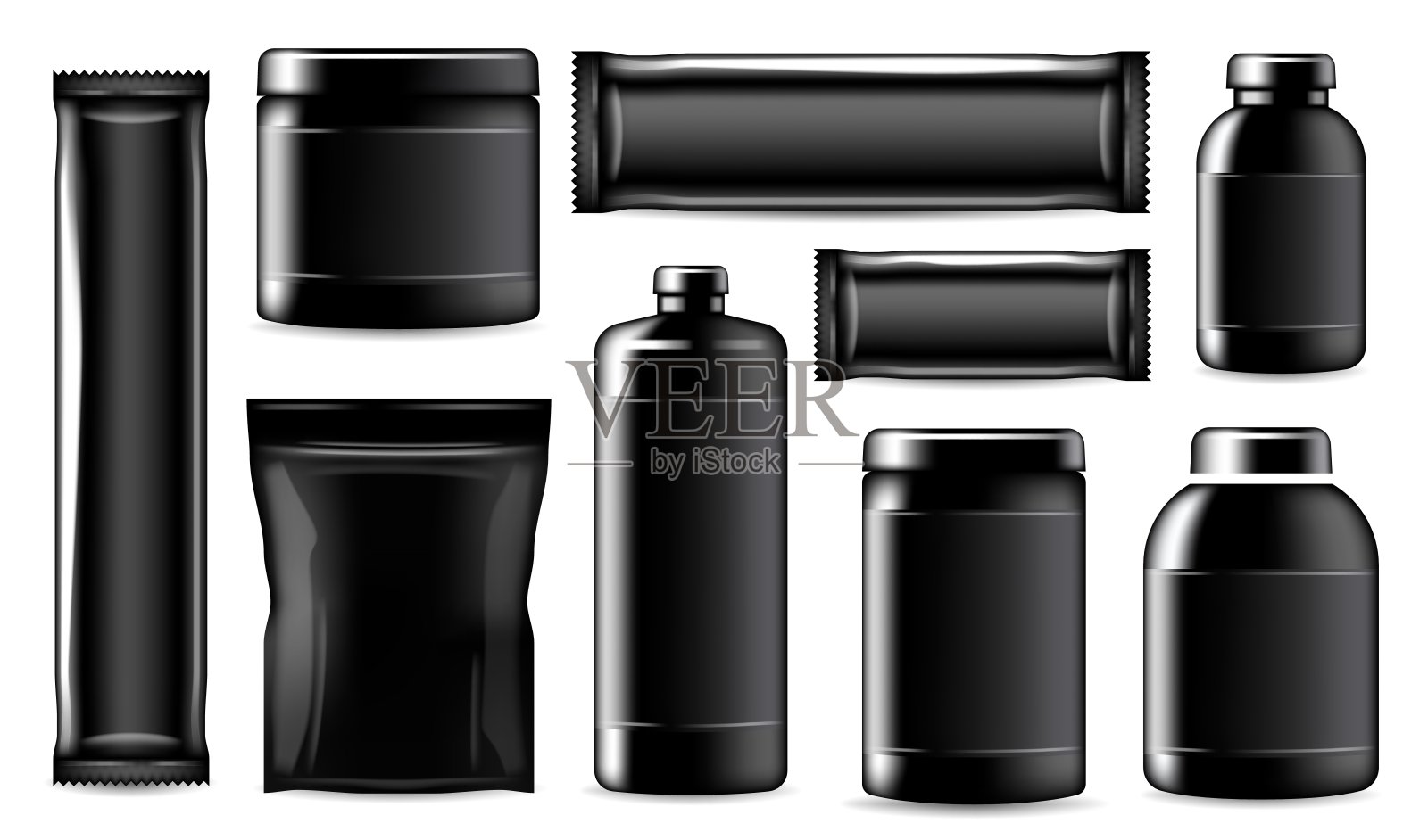 逼真的运动营养黑色容器包装插画图片素材